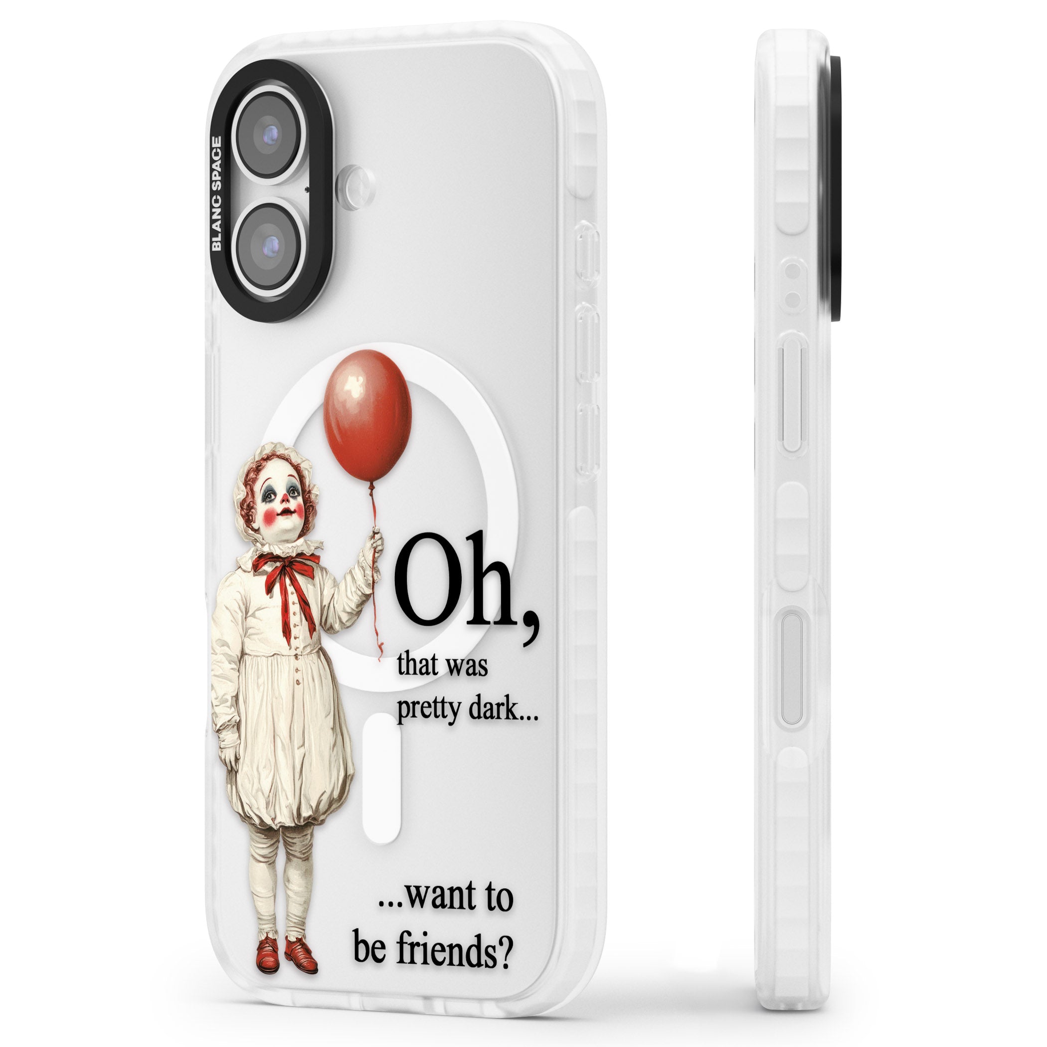 Want To Be Friends? iPhone 17 Impact Pro Clear Phone Case Side Profile