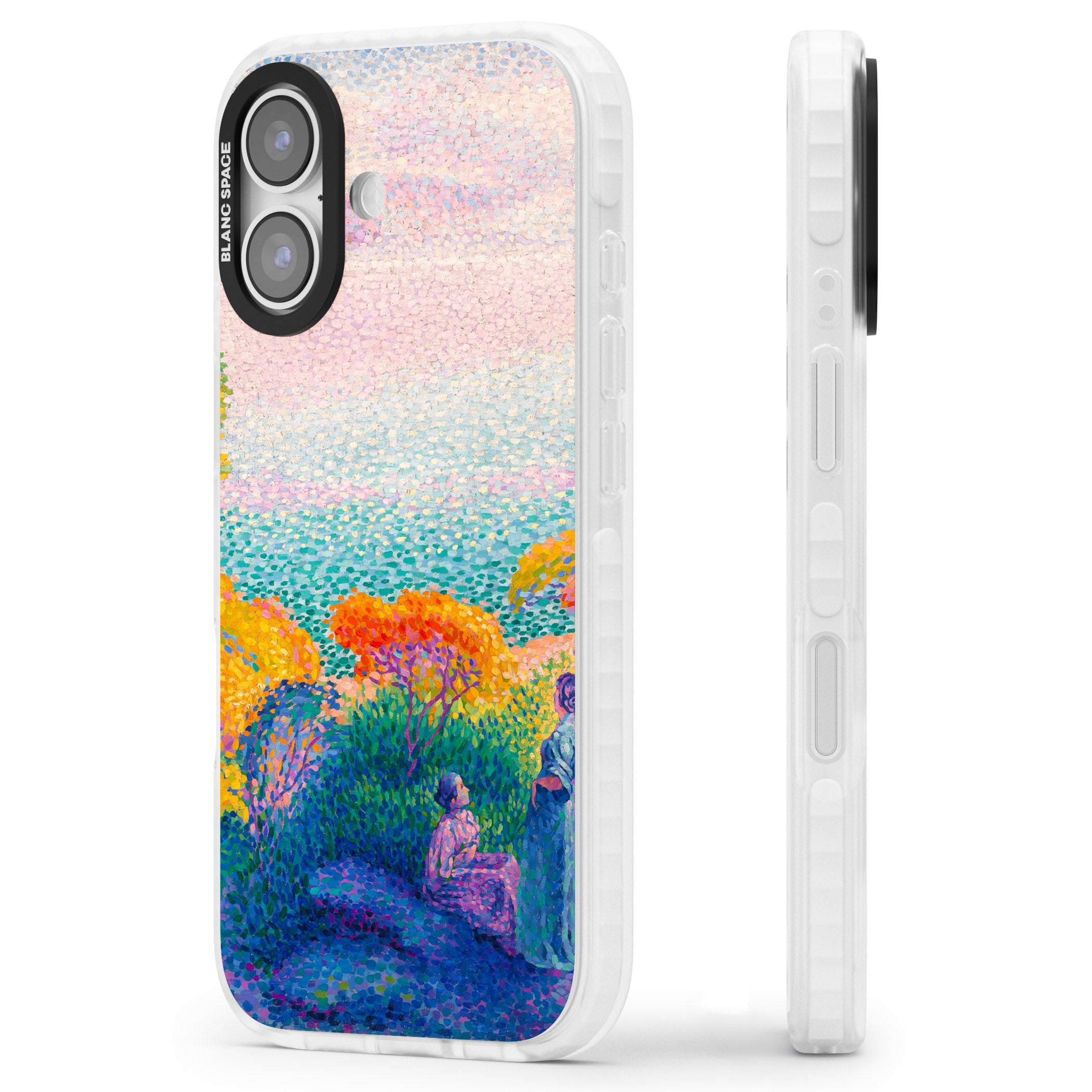 Two Women by the Shore iPhone 17 Impact Pro Clear Phone Case Side Profile