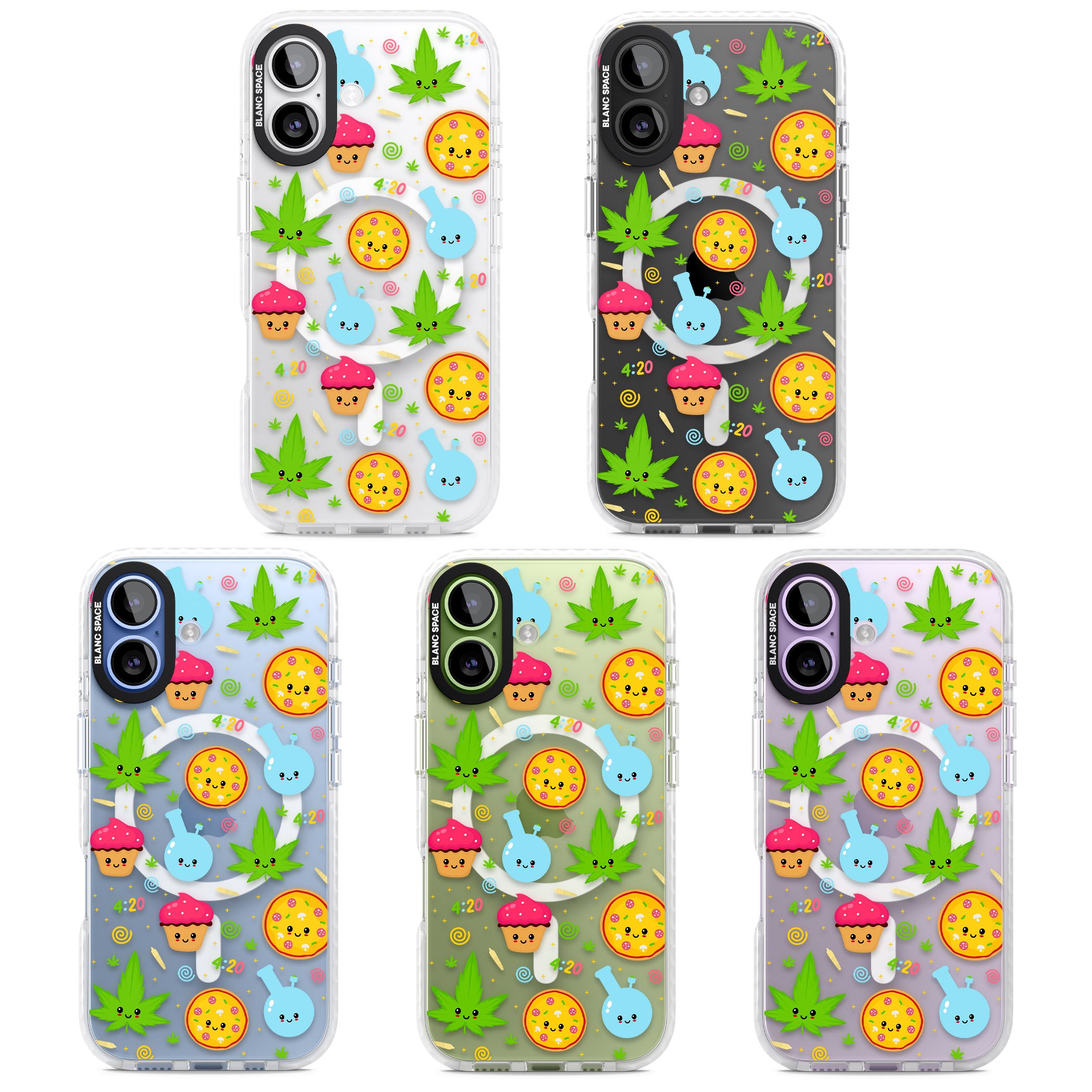 Kawaii Weed Pattern iPhone 17 Impact Pro Clear Phone Case APT Impact Protection