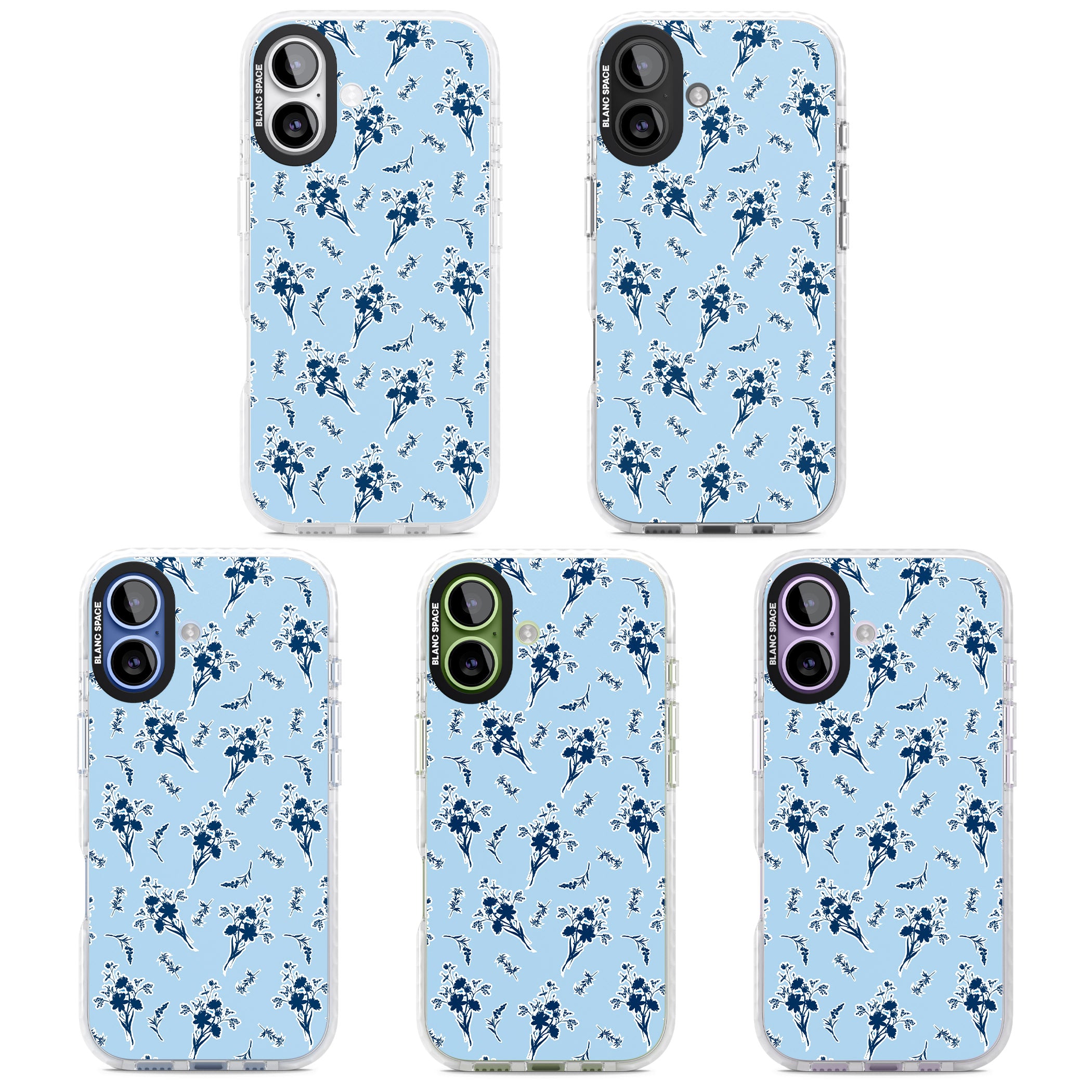 Blue Sticker Wildflowers iPhone 17 Impact Pro Clear Phone Case APT Impact Protection