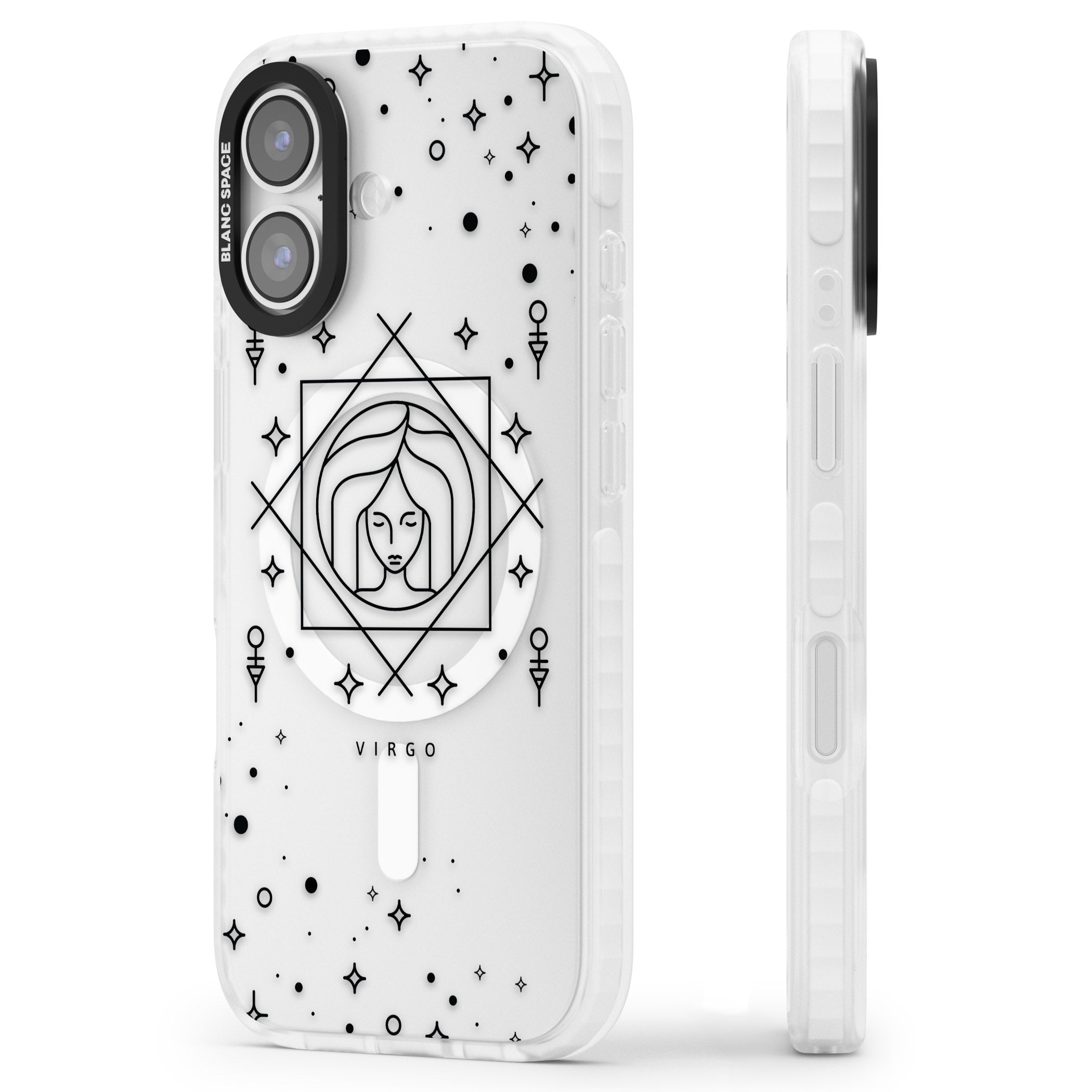 Virgo Emblem iPhone 17 Impact Pro Clear Phone Case Side Profile
