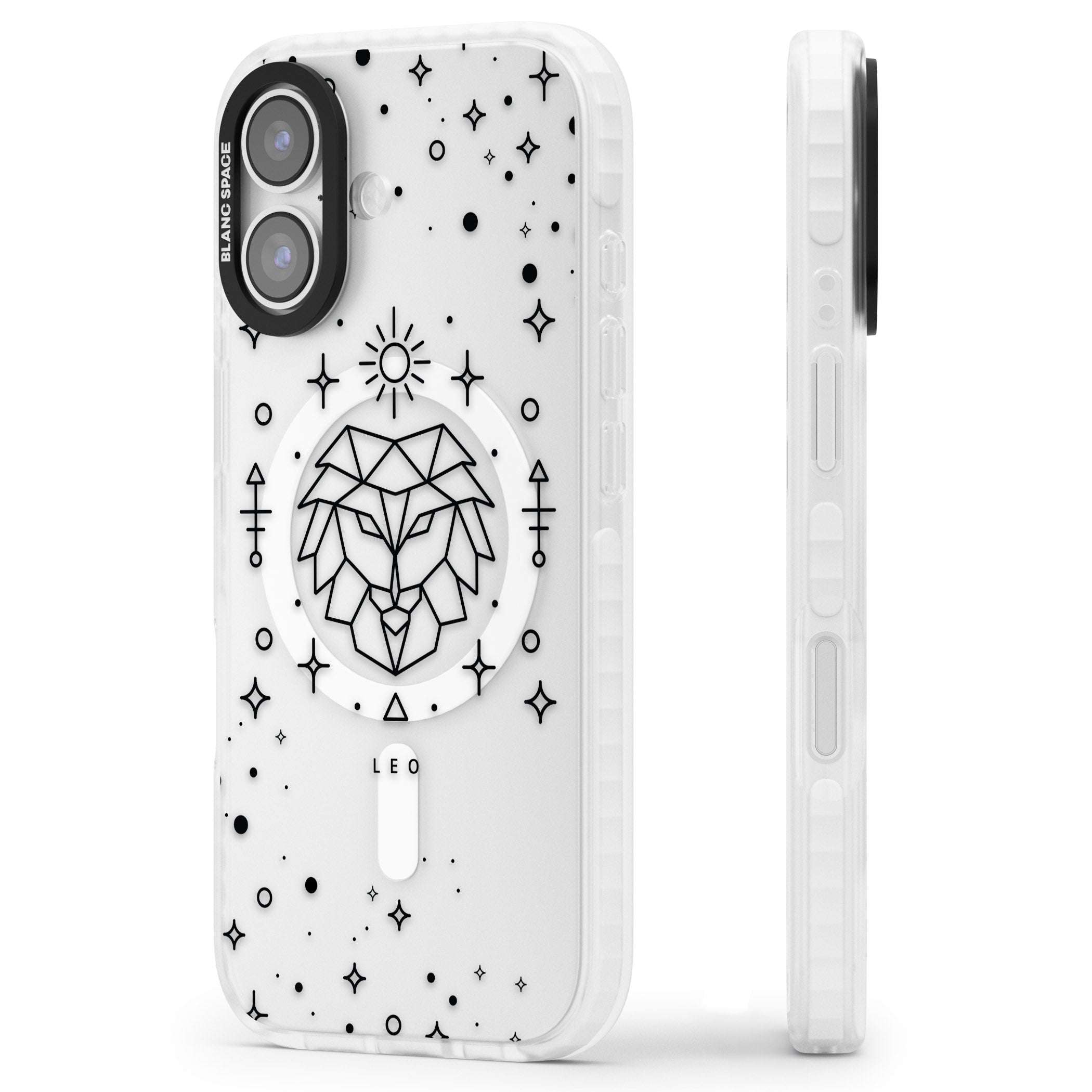 Leo Zodiac iPhone 17 Impact Pro Clear Phone Case Side Profile