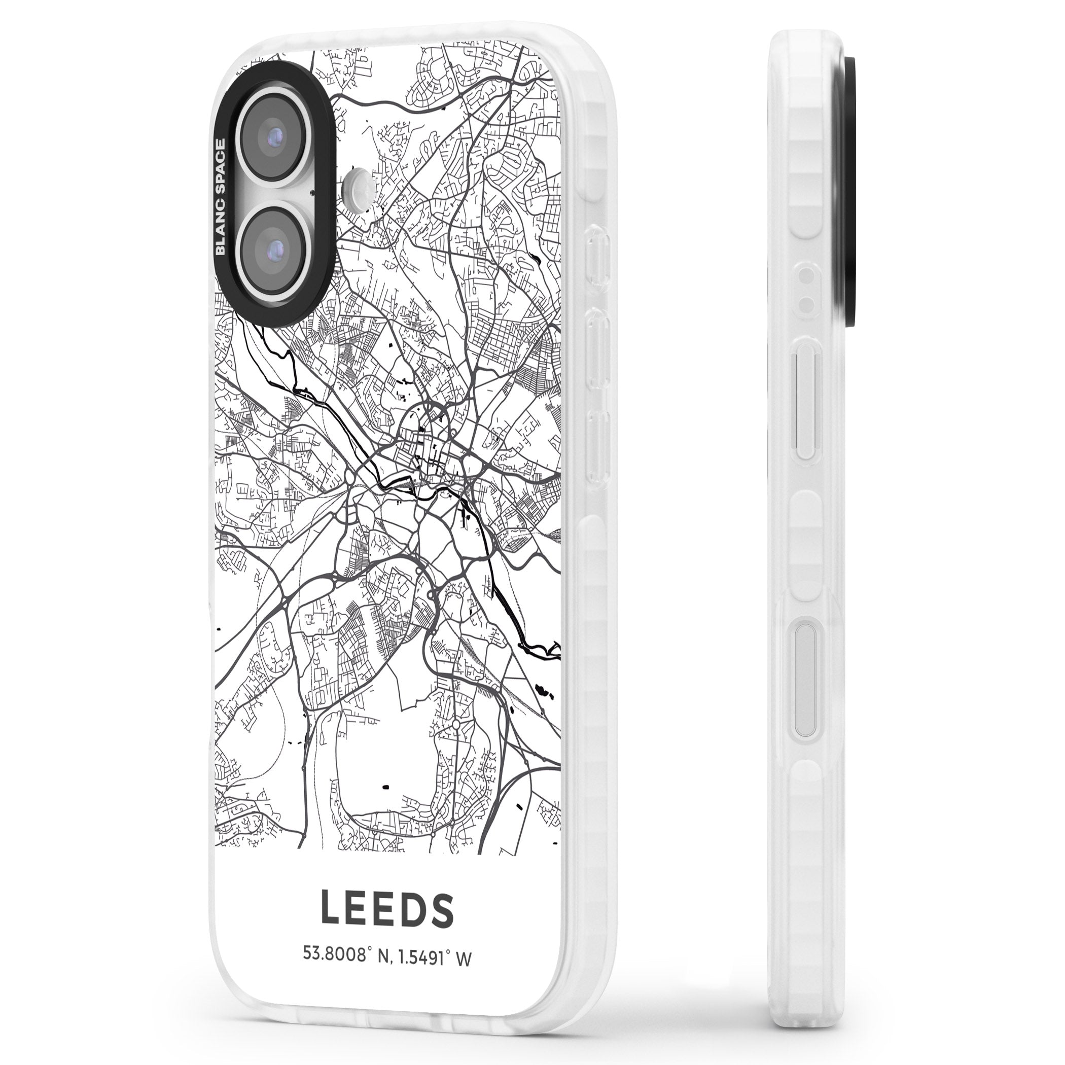 Leeds Map iPhone 17 Impact Clear Phone Case Side Profile