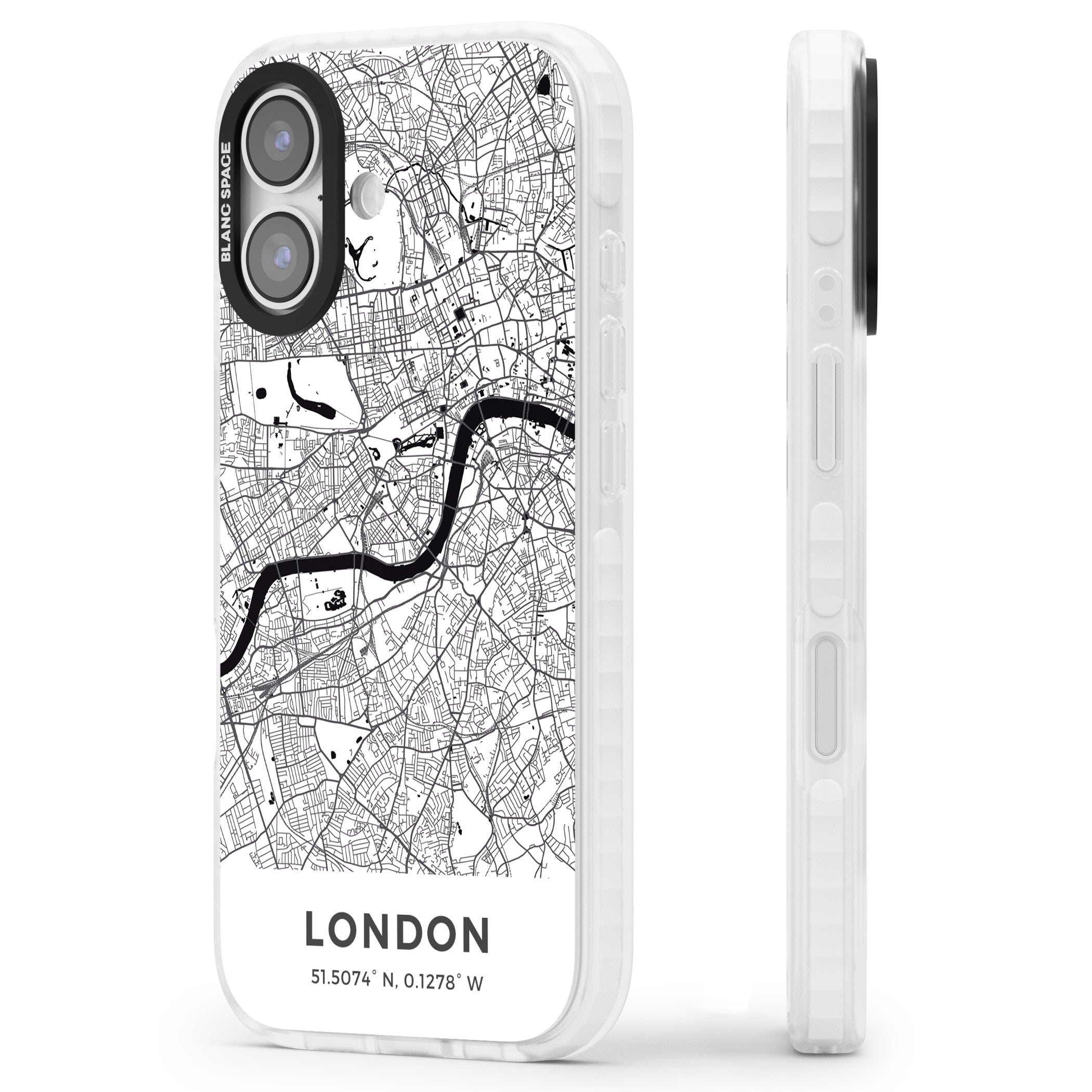 London Map iPhone 17 Impact Clear Phone Case Side Profile