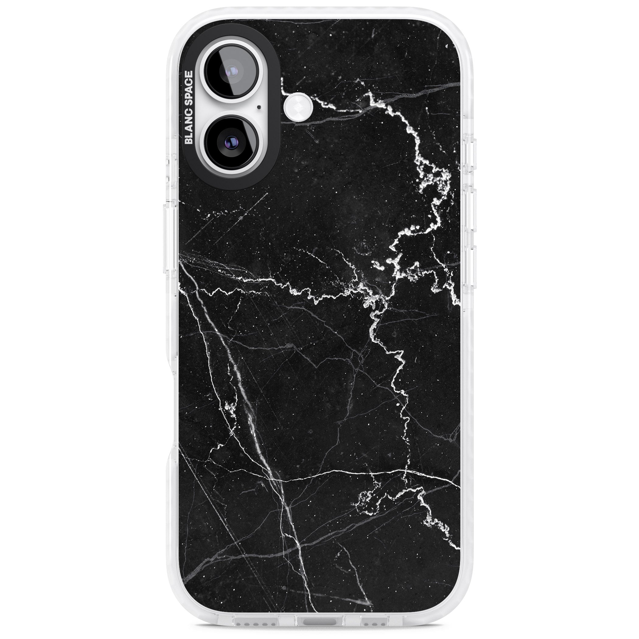 Bold Black Marble With White Texture iPhone 17 Impact Clear Phone Case