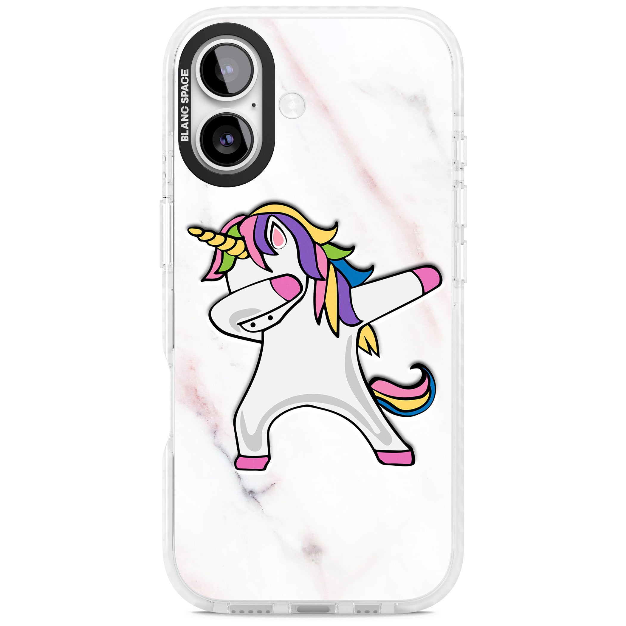 Designer Marble Unicorn Dab iPhone 17 Impact Clear Phone Case