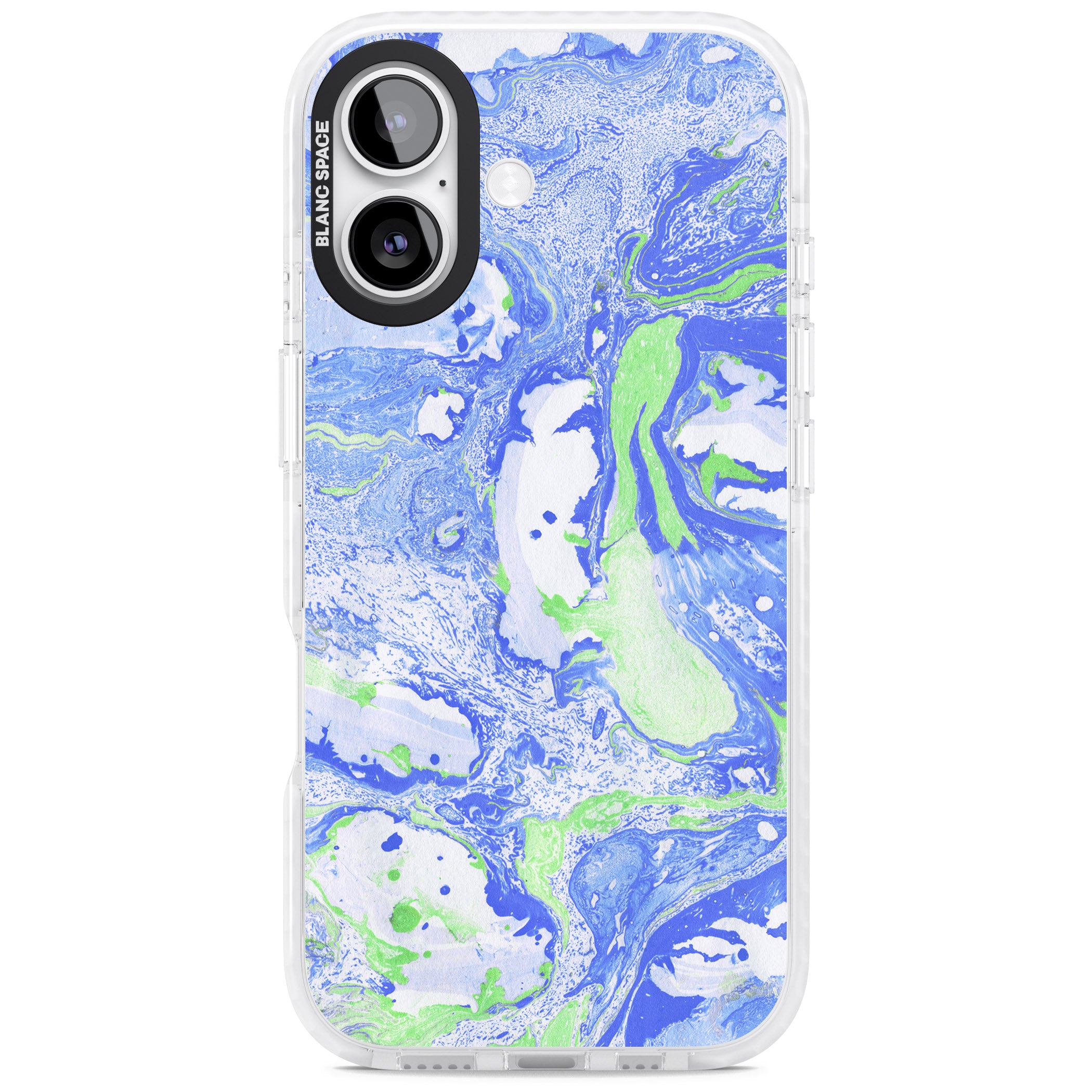 Dark Blue & Green Marbled Paper Pattern iPhone 17 Impact Clear Phone Case