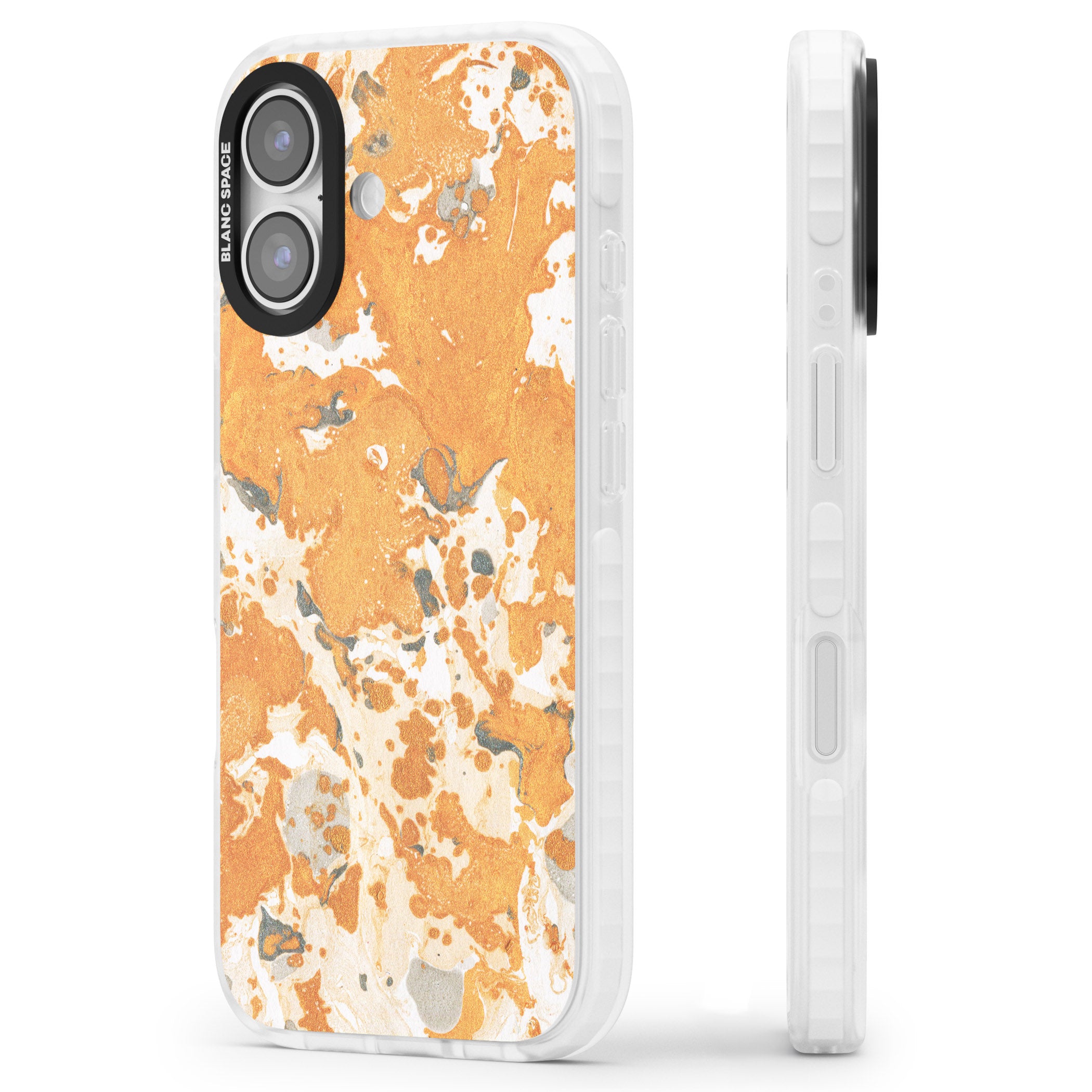 Orange Marbled iPhone 17 Impact Clear Phone Case Side Profile