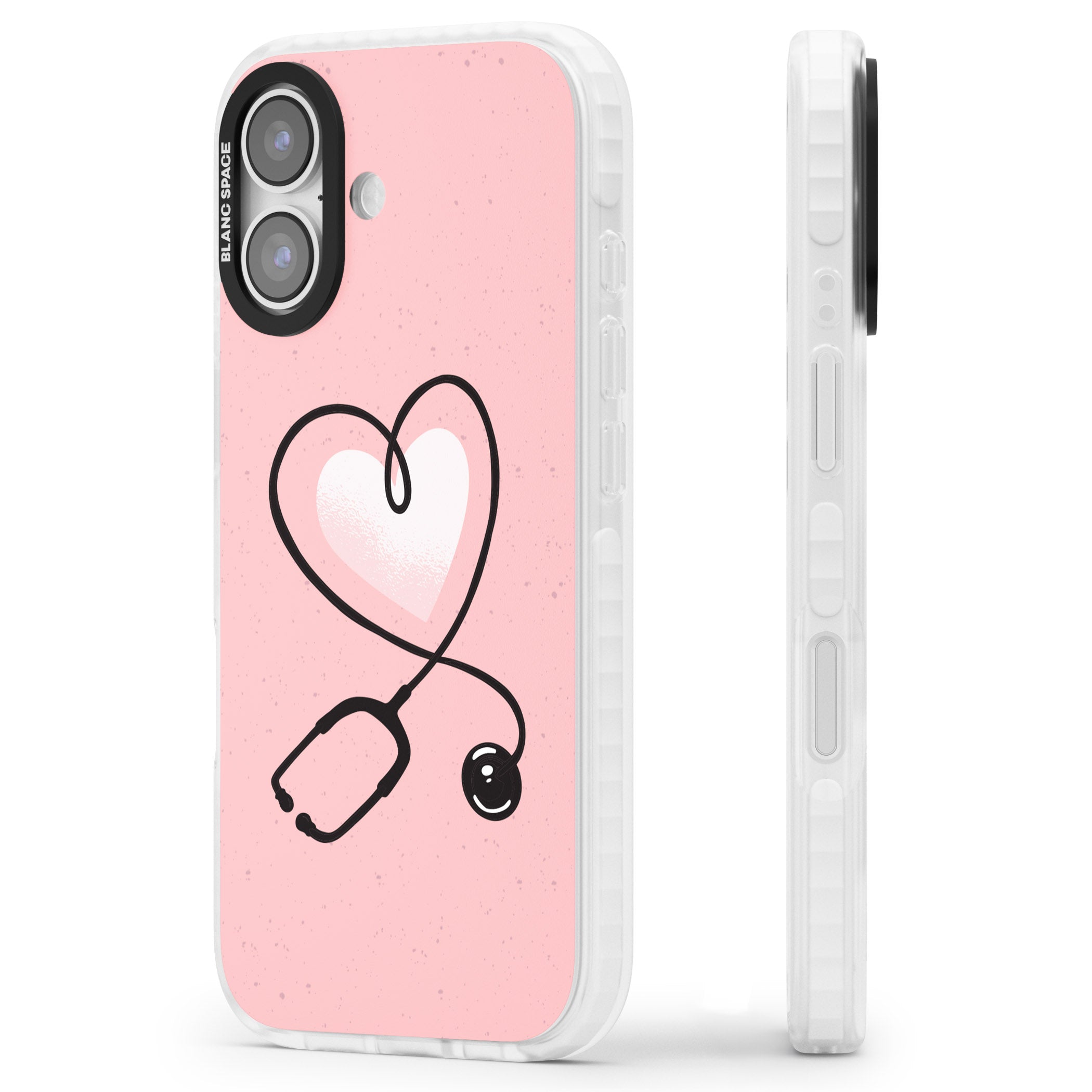 Stethoscope Heart iPhone 17 Impact Clear Phone Case Side Profile
