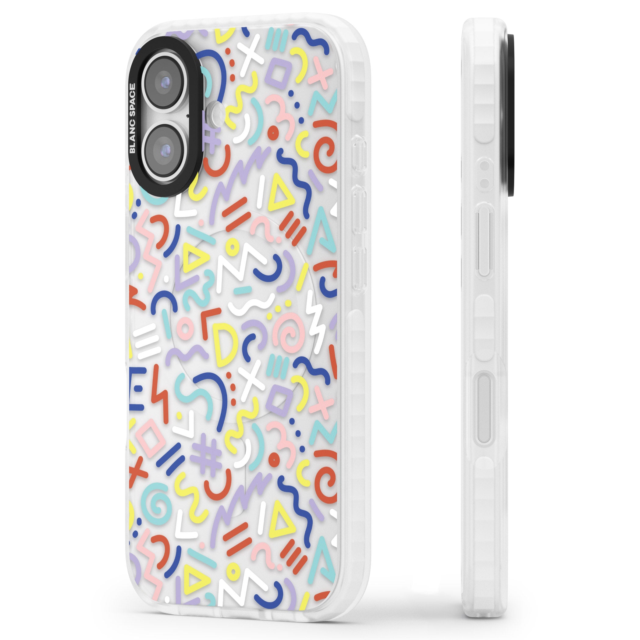 Colorful Retro Pattern iPhone 17 Impact Clear Phone Case Side Profile