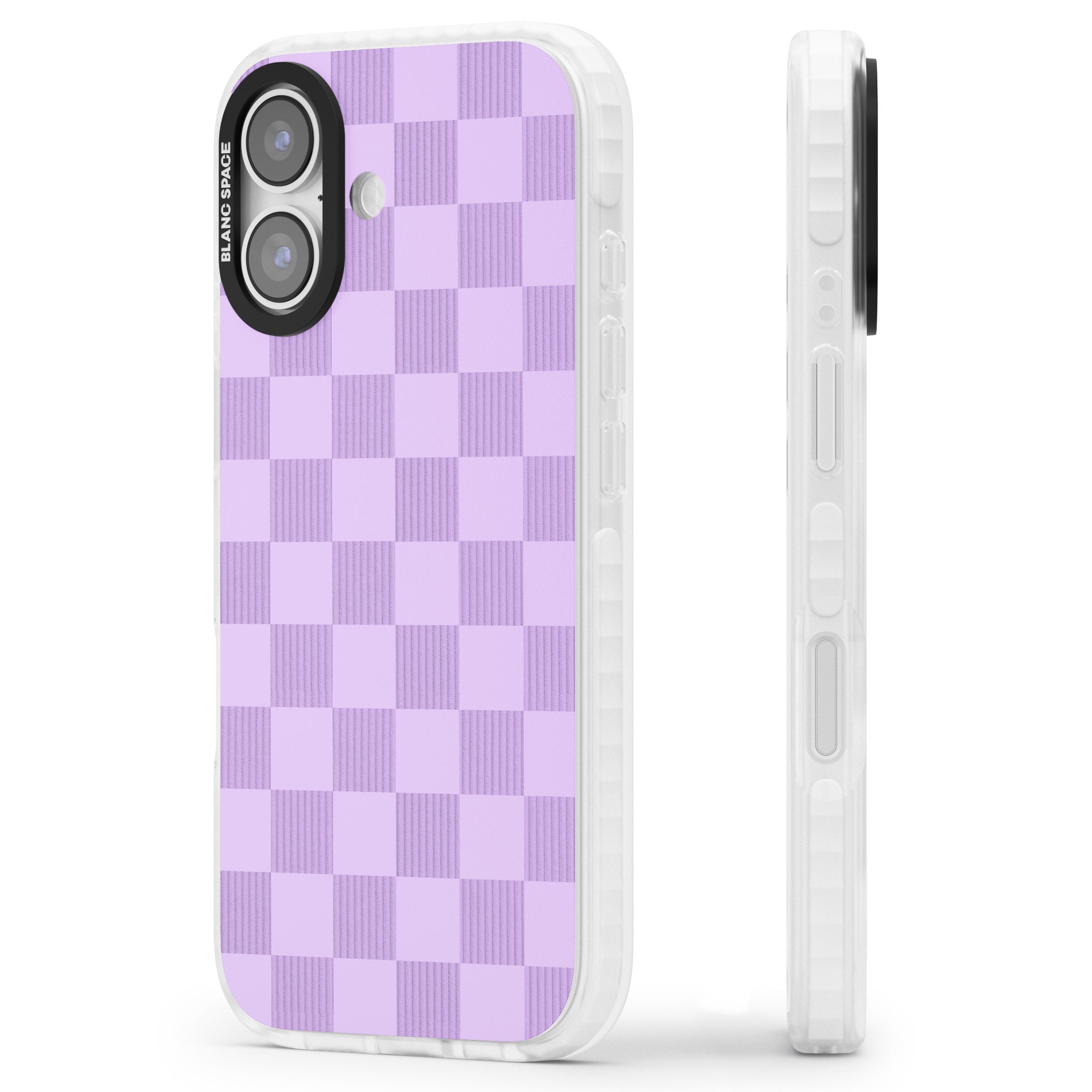 Lilac Checkered iPhone 17 Impact Clear Phone Case Side Profile