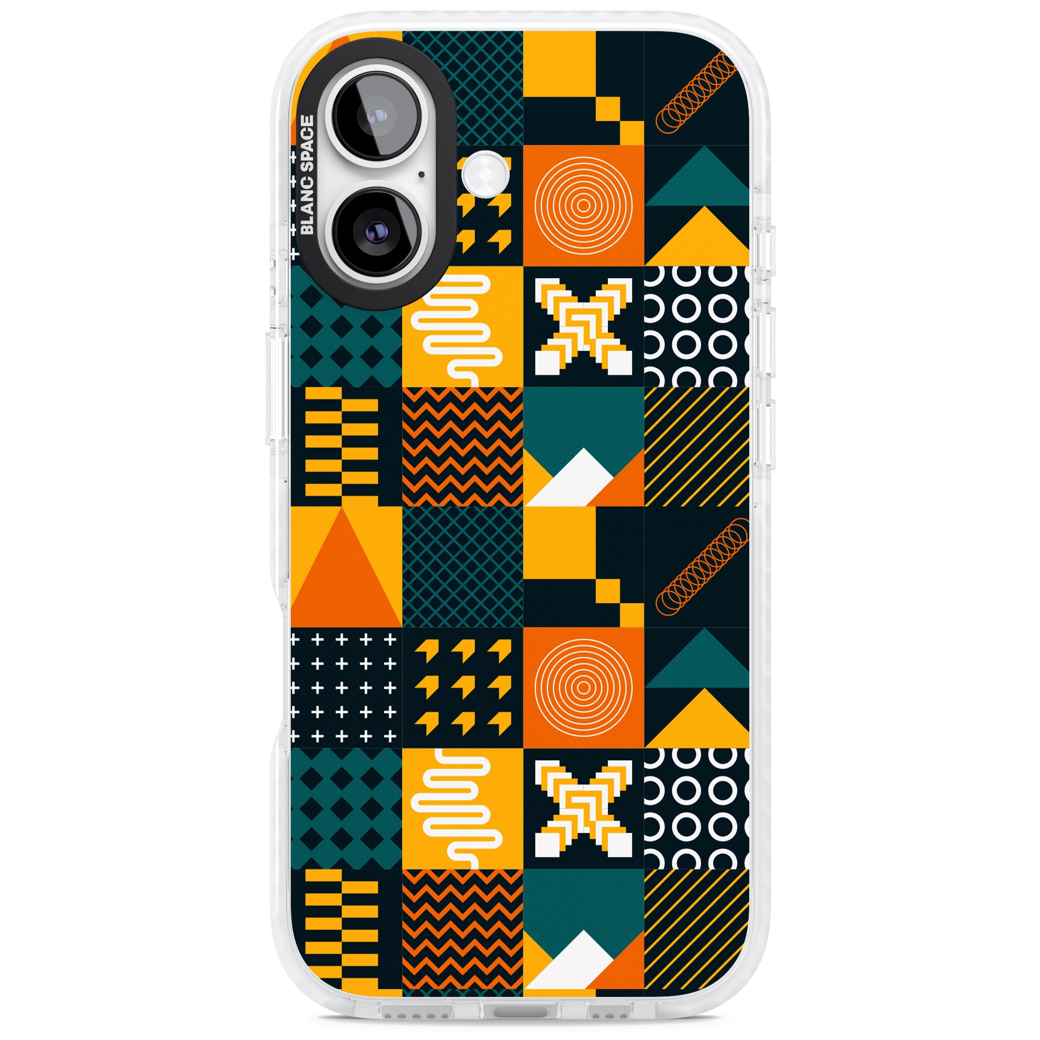 Funky Geometric Patterns: Orange & Dark Green iPhone 17 Impact Clear Phone Case