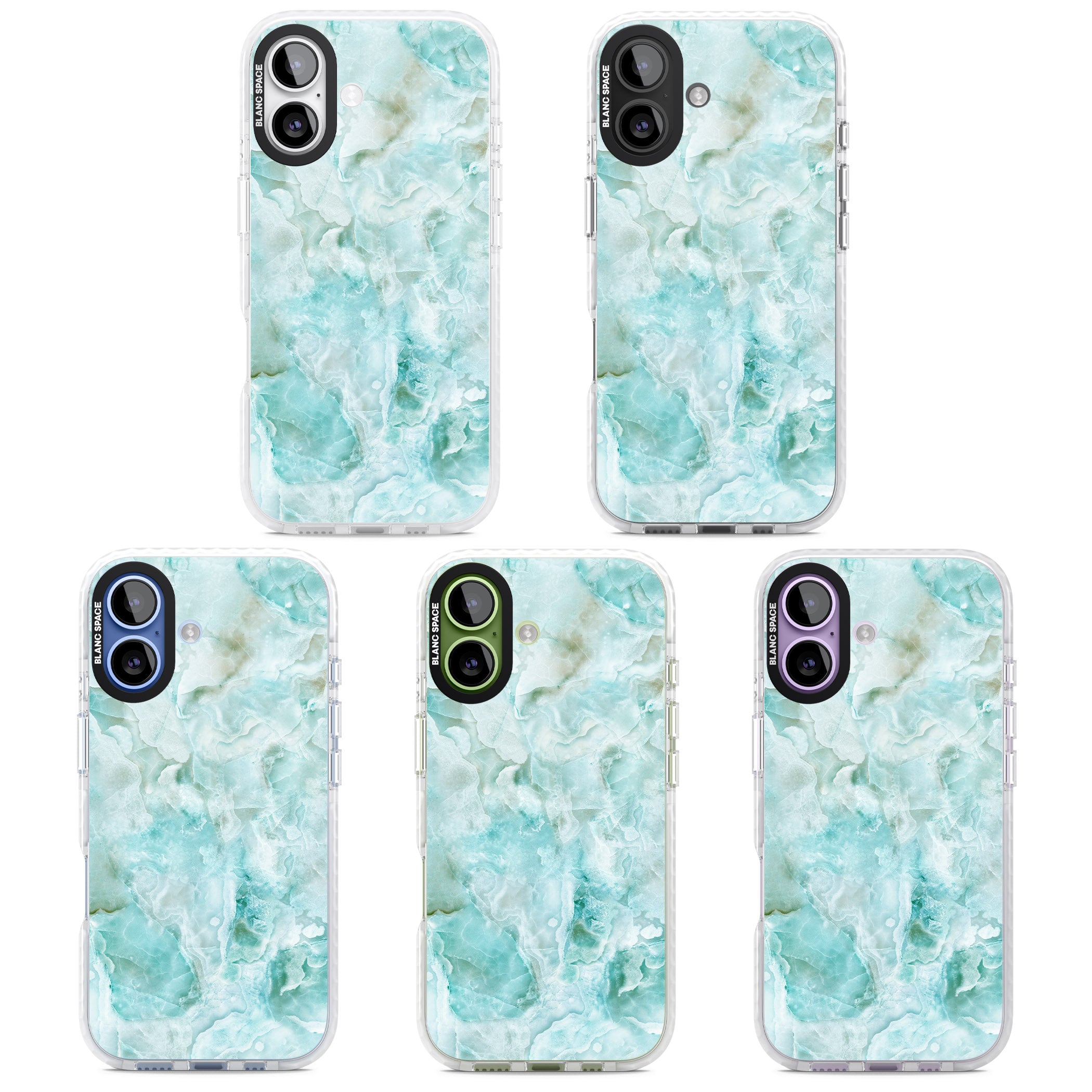 Aqua Onyx Marble iPhone 17 Impact Clear Phone Case APT Impact Protection