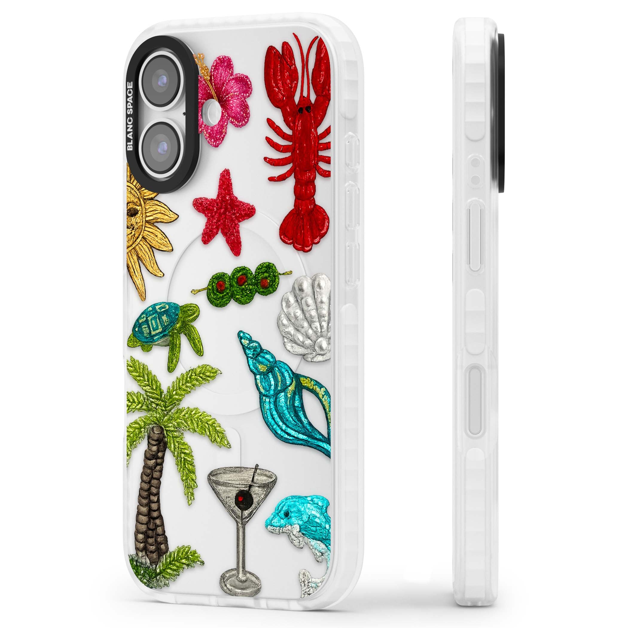 Painted Coastal Pattern coastal iPhone case | Black Impact case for iPhone 17