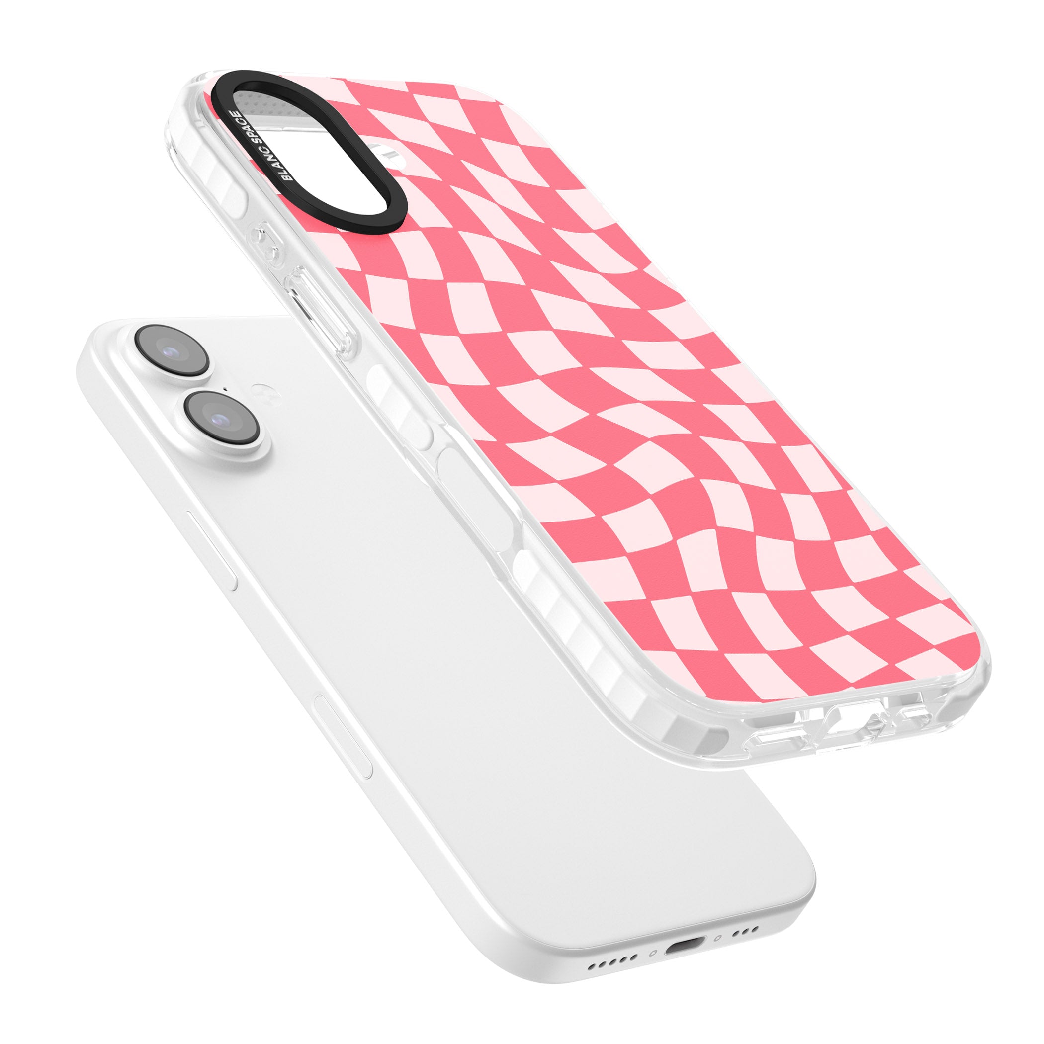 Pink Wavy Checked Pattern iPhone 17 Impact Clear Phone Case Colours