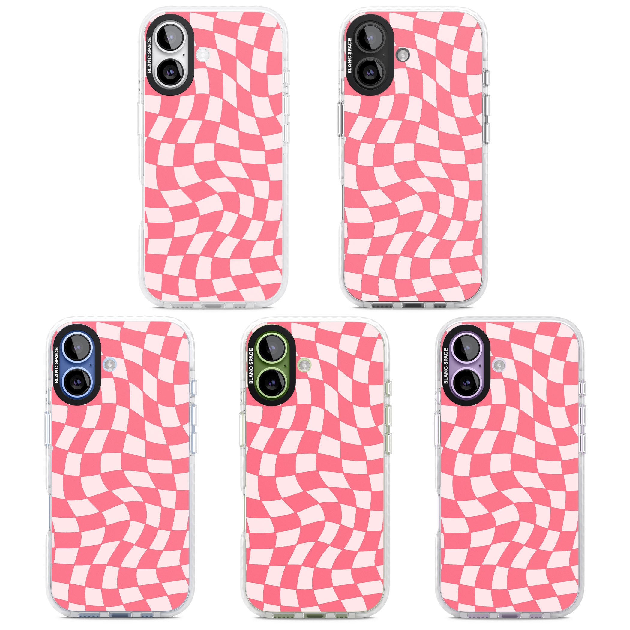 Pink Wavy Checked Pattern iPhone 17 Impact Clear Phone Case APT Impact Protection