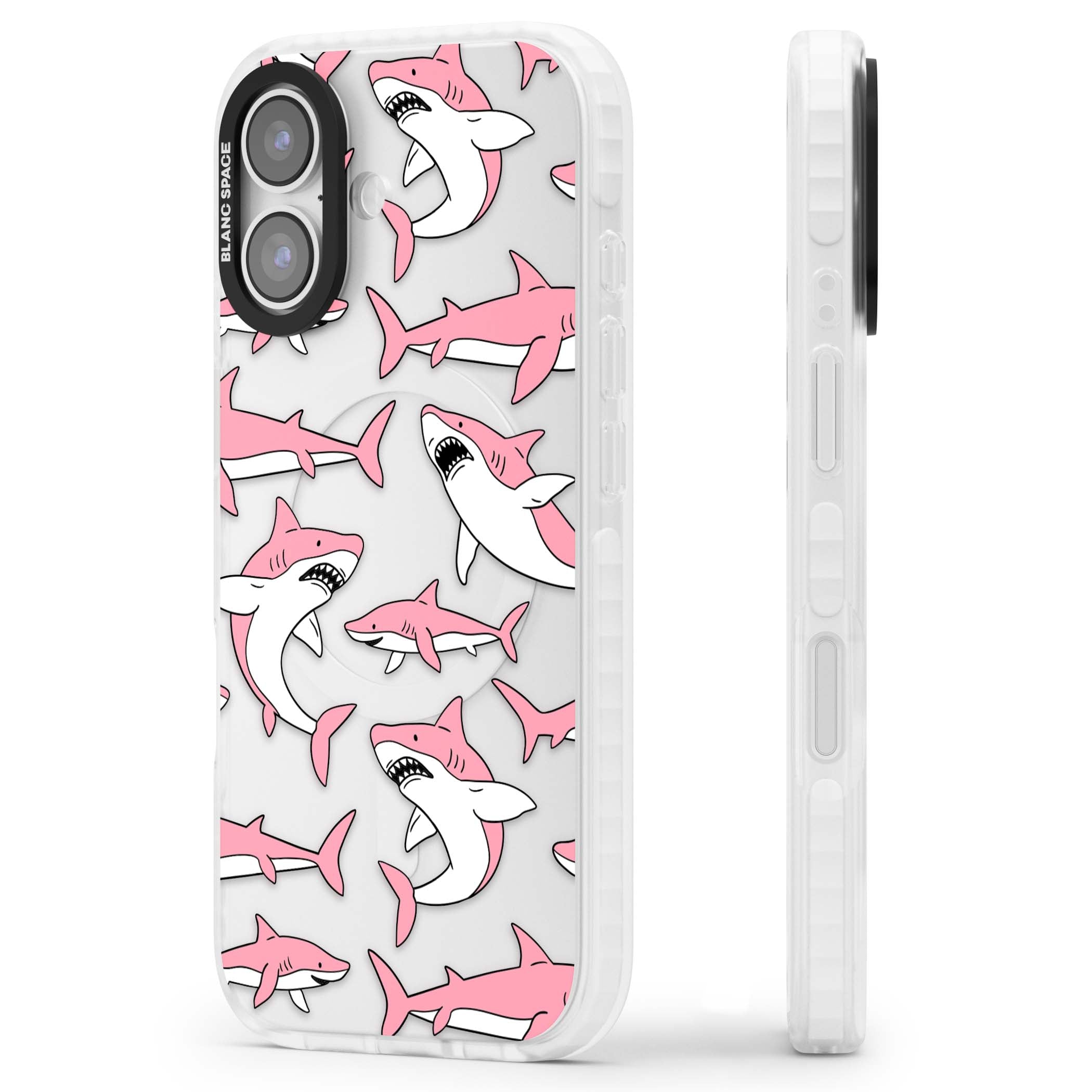 Bubblegum Sharks for her iPhone case | Black Impact case for iPhone 17