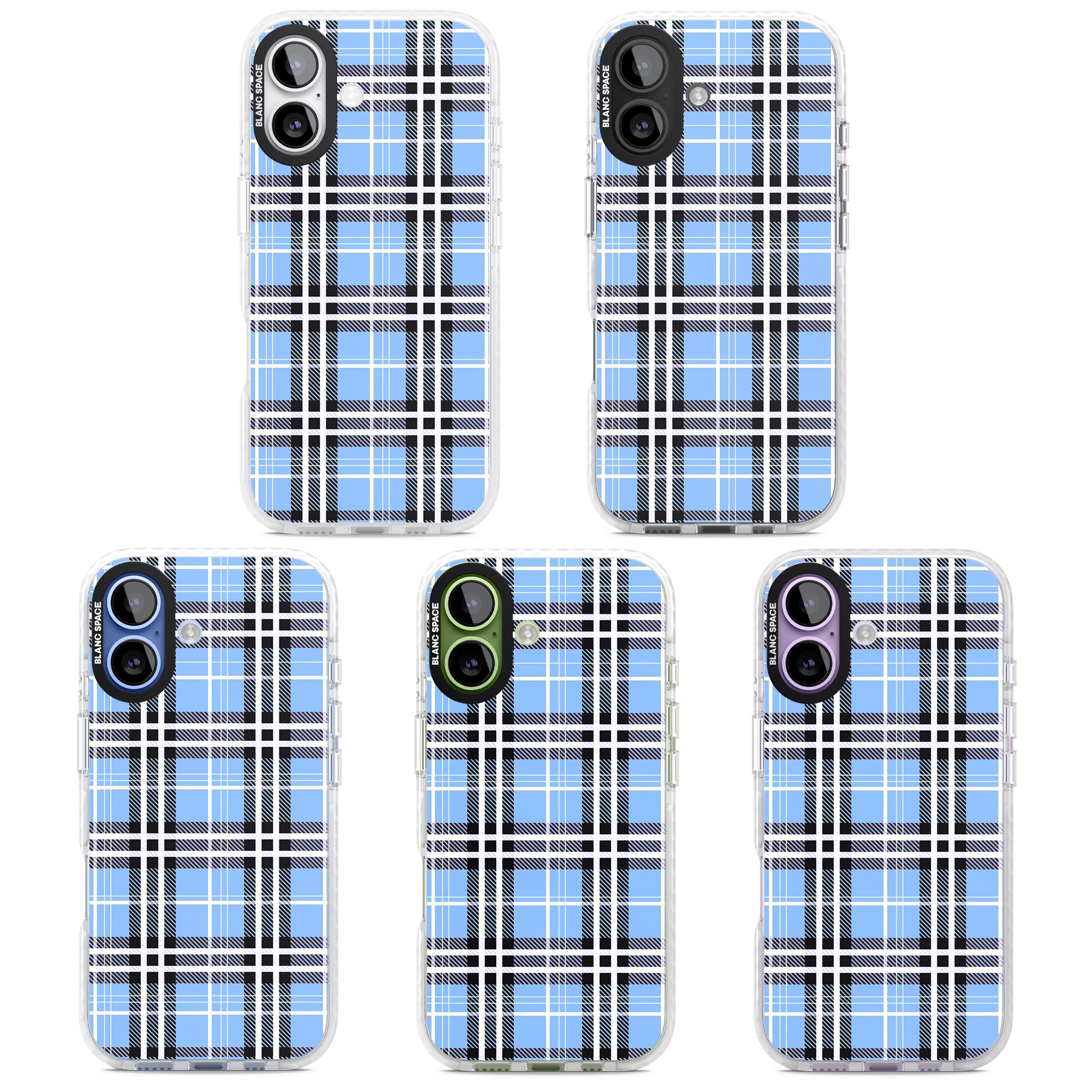 Blue Plaid iPhone 17 Impact Clear Phone Case APT Impact Protection