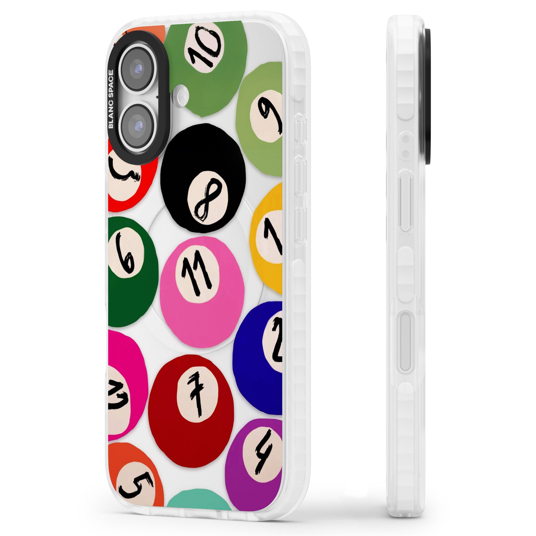 Pool Balls iPhone 17 Impact Clear Phone Case Side Profile