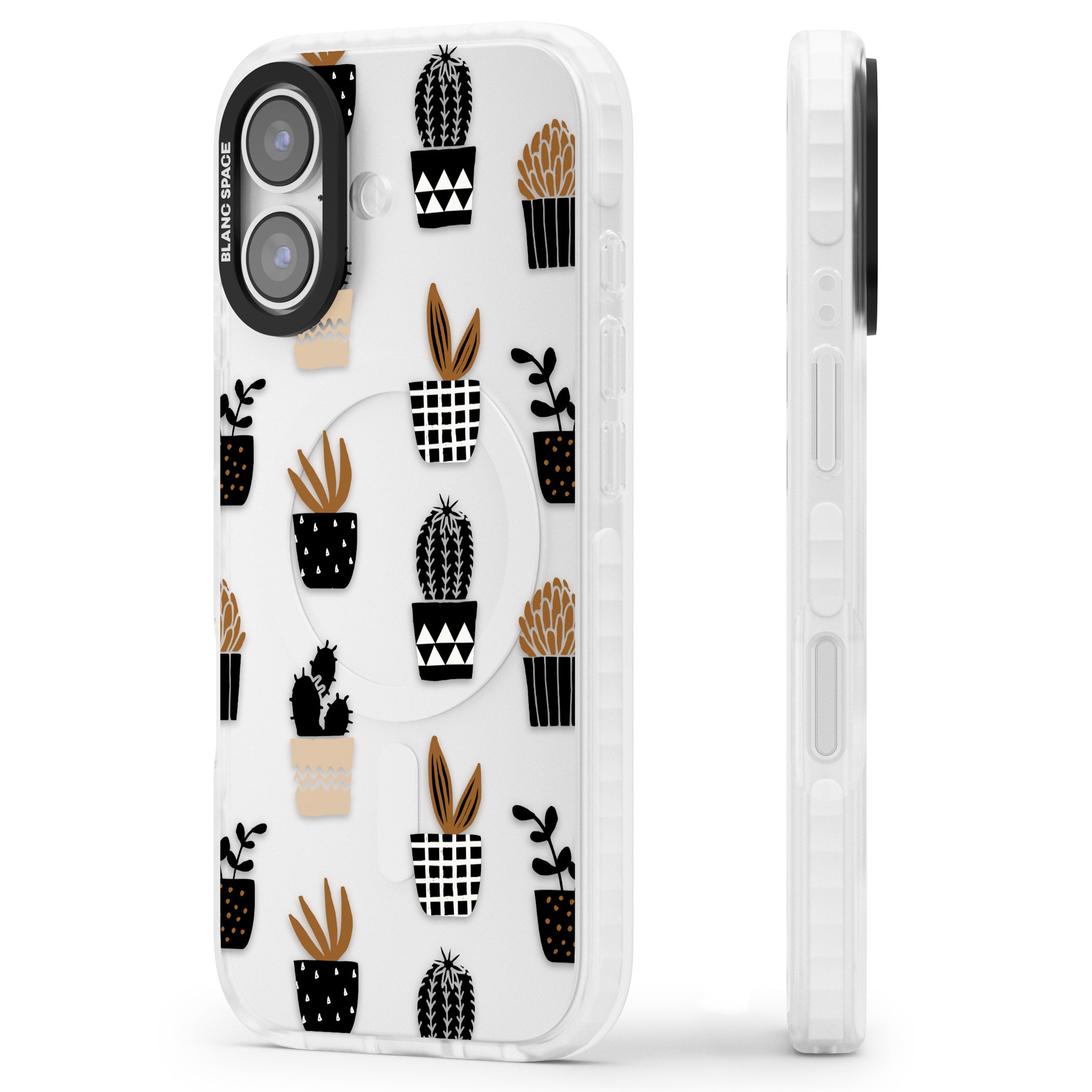 Large Mixed Plants Pattern Clear iPhone 17 Impact Clear Phone Case Side Profile