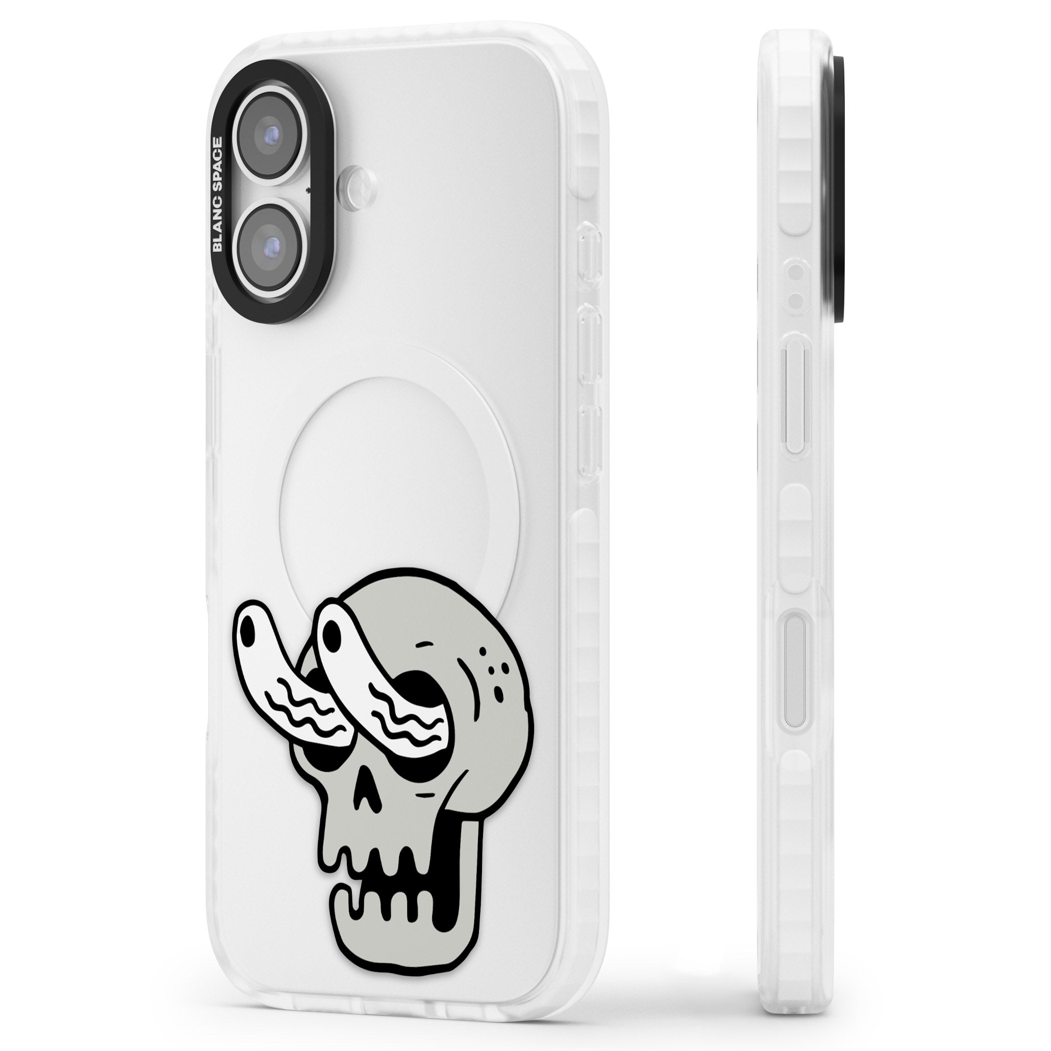 Skull Eyes iPhone 17 Impact Clear Phone Case Side Profile