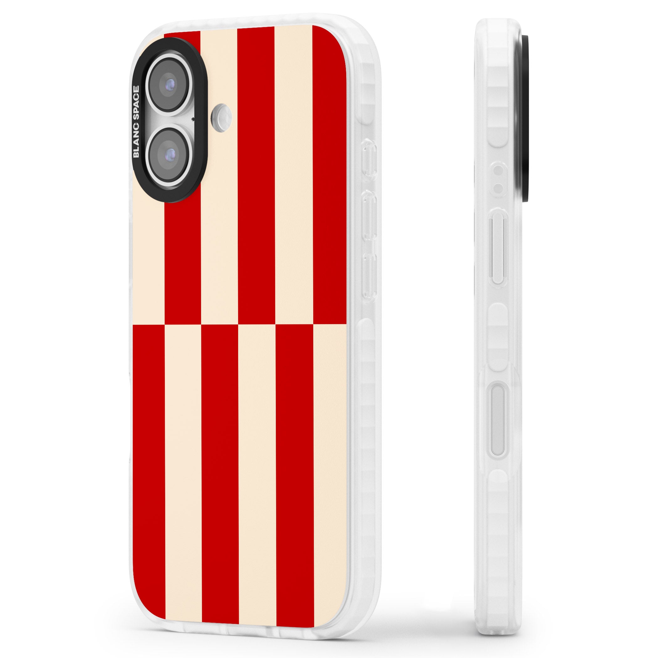 Retro Red Stripes iPhone 17 Impact Clear Phone Case Side Profile