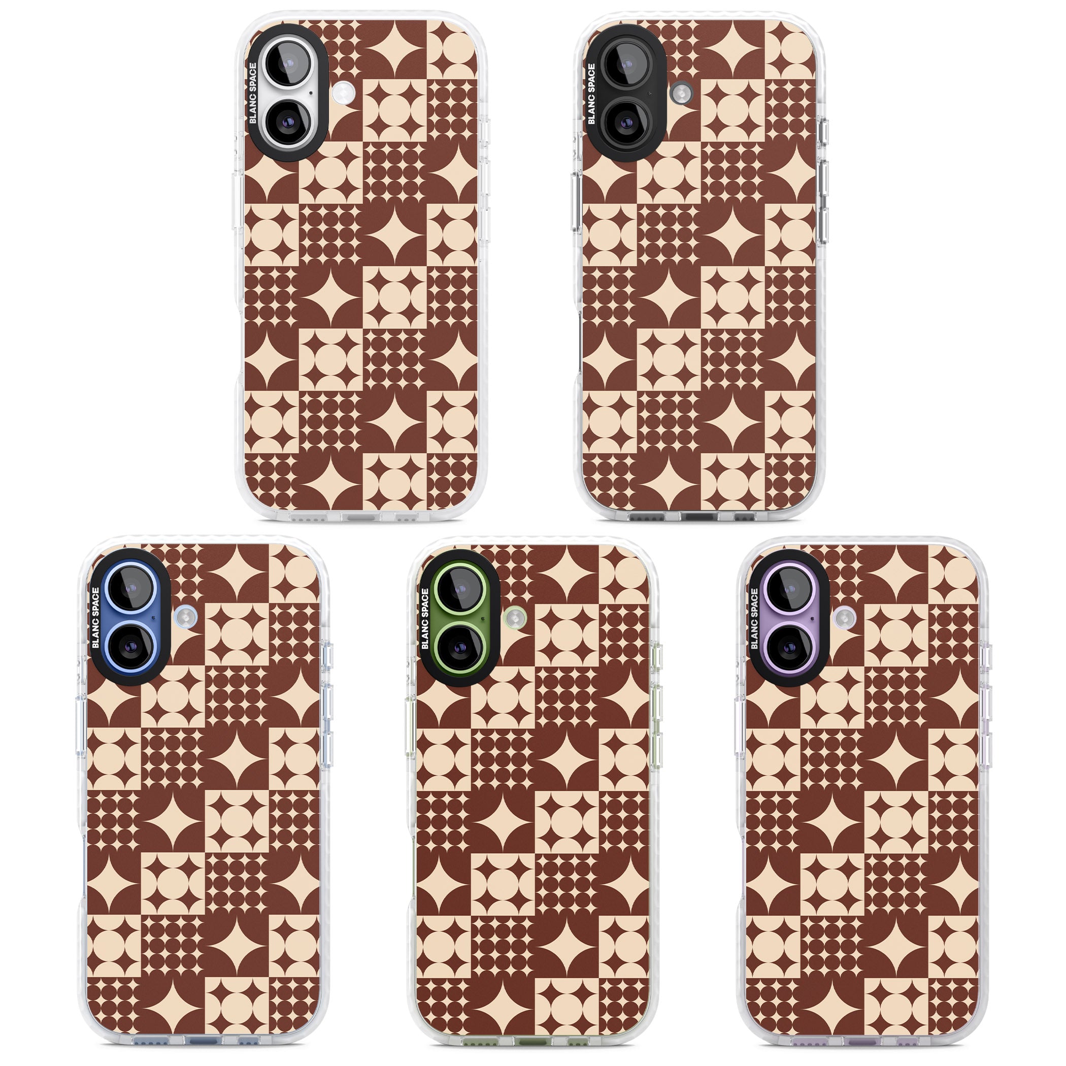 Mid Century Brown Checked iPhone 17 Impact Clear Phone Case APT Impact Protection