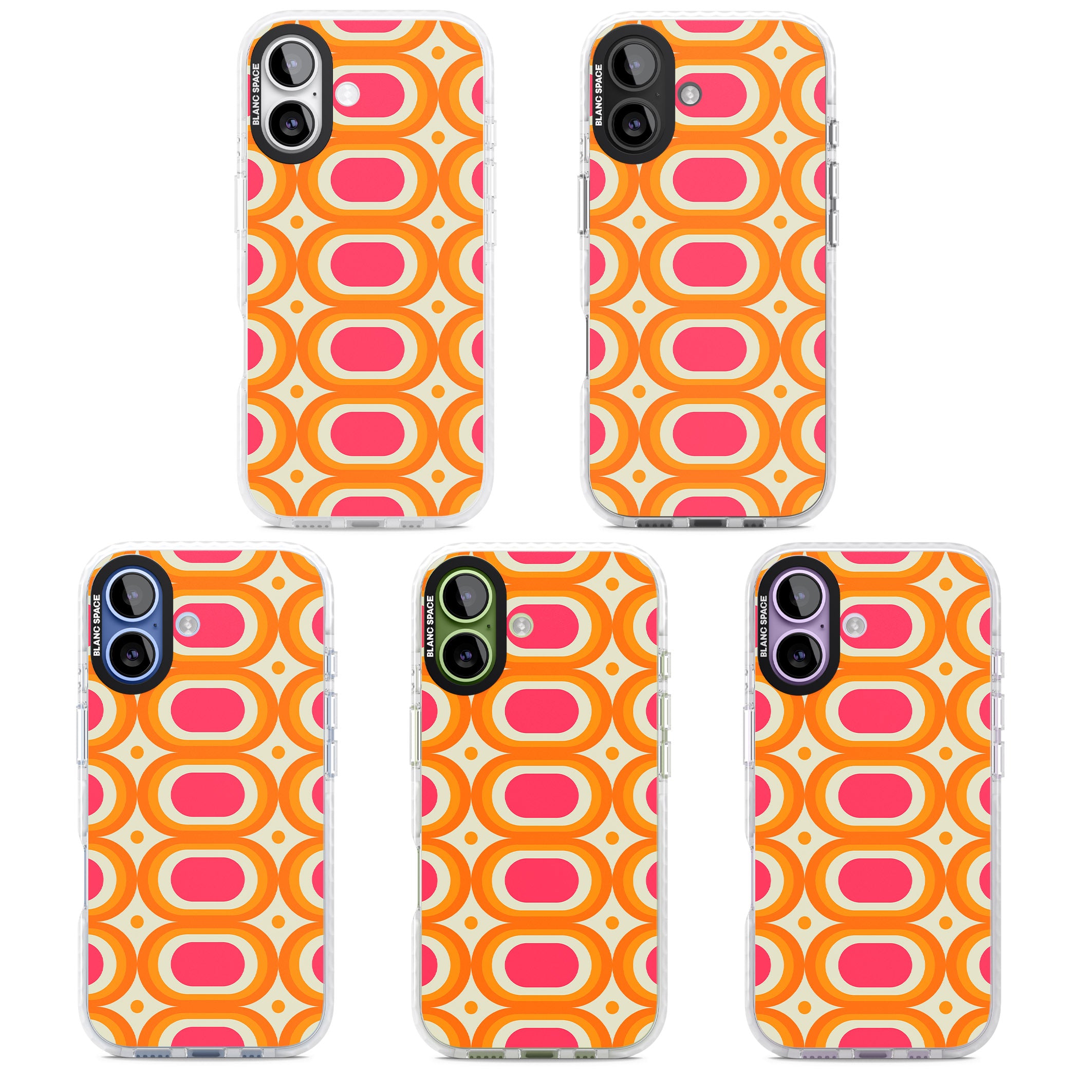 Groovy 60S Shape Pattern iPhone 17 Impact Clear Phone Case APT Impact Protection