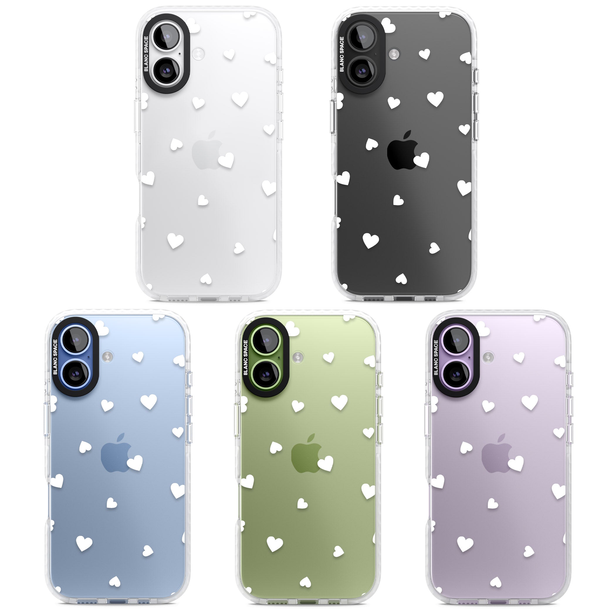 White Hearts iPhone 17 Impact Clear Phone Case APT Impact Protection