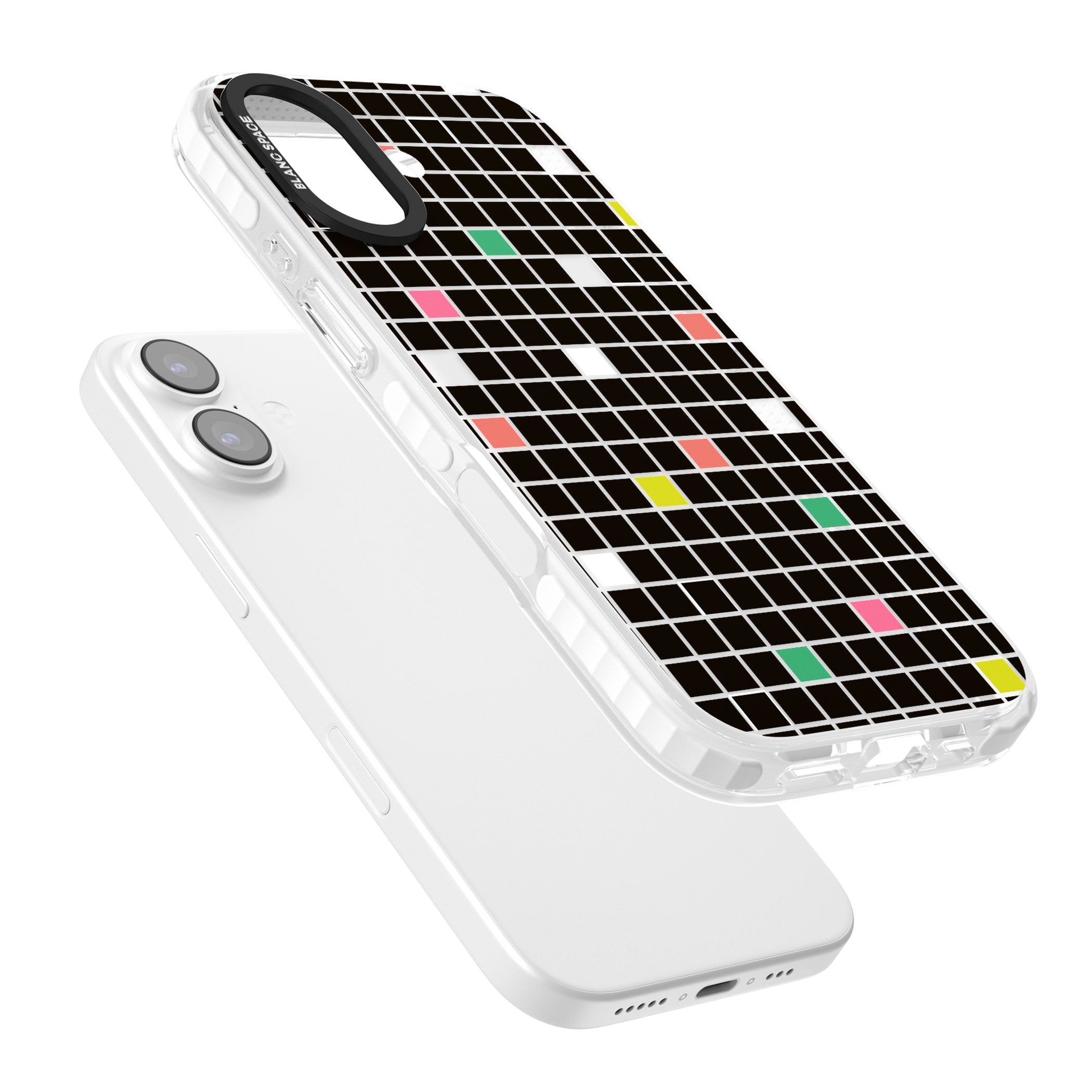 Vibrant Black Geometric Grid iPhone 17 Impact Clear Phone Case Colours