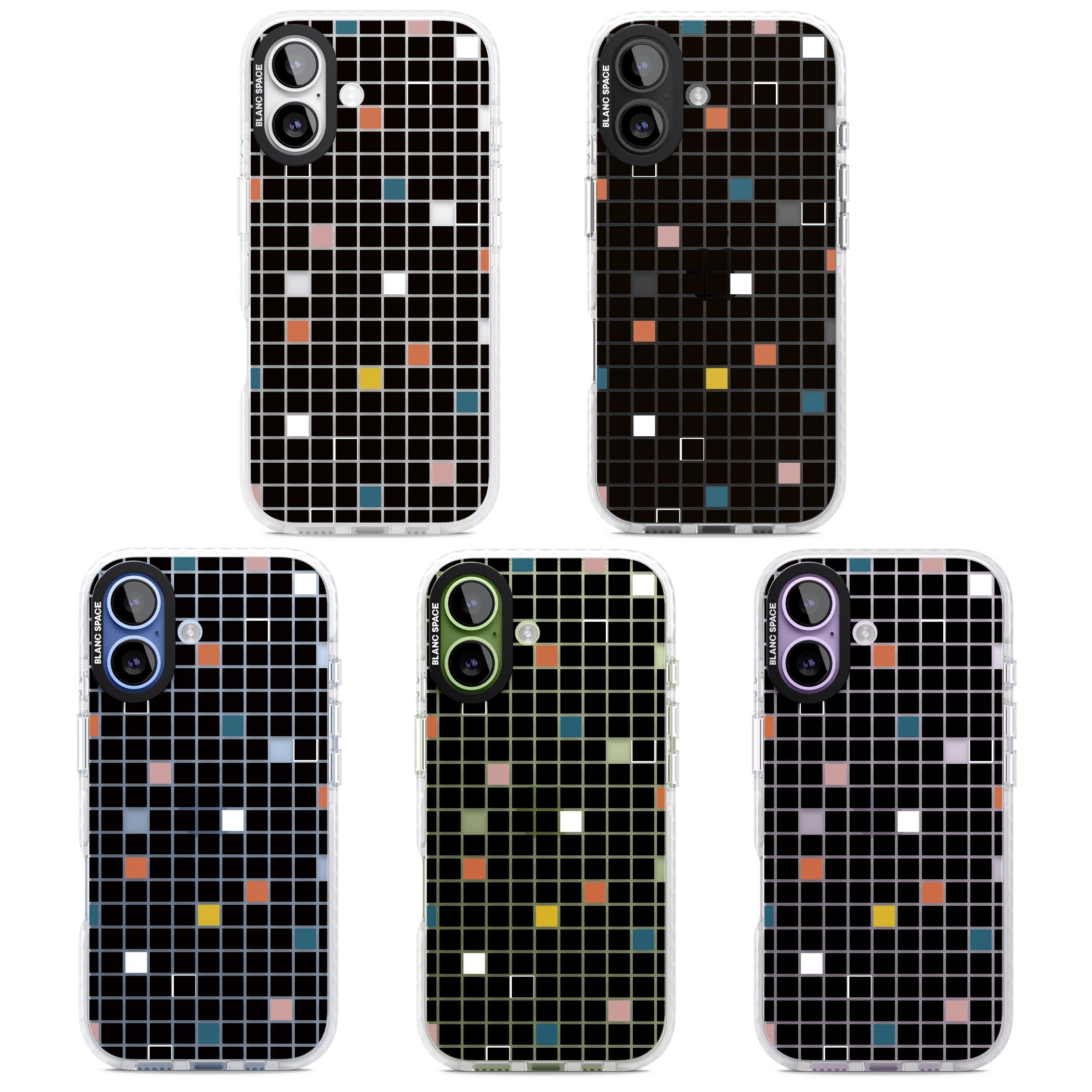 Earthtone Black Geometric Grid iPhone 17 Impact Clear Phone Case APT Impact Protection