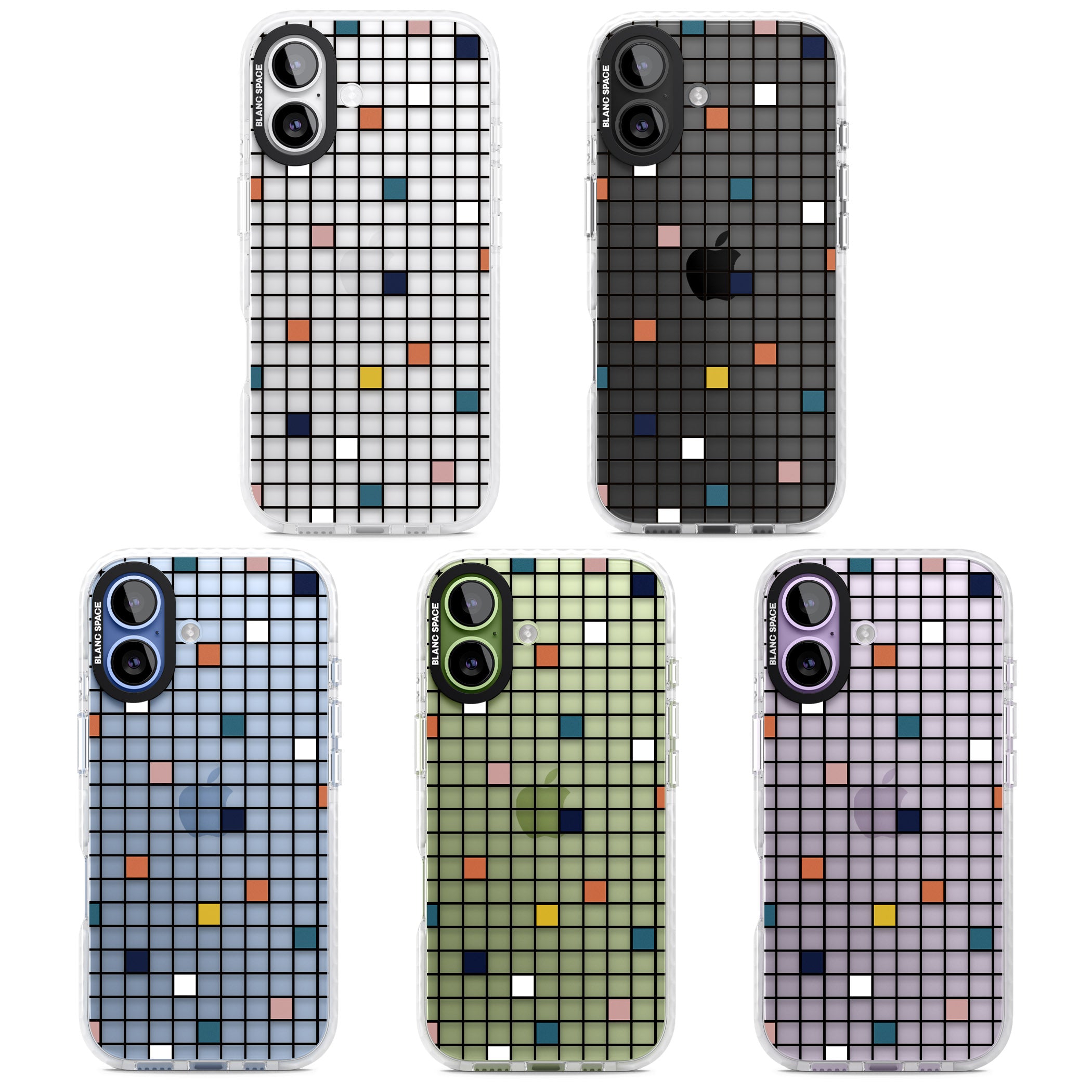 Earthtone Clear Geometric Grid iPhone 17 Impact Clear Phone Case APT Impact Protection