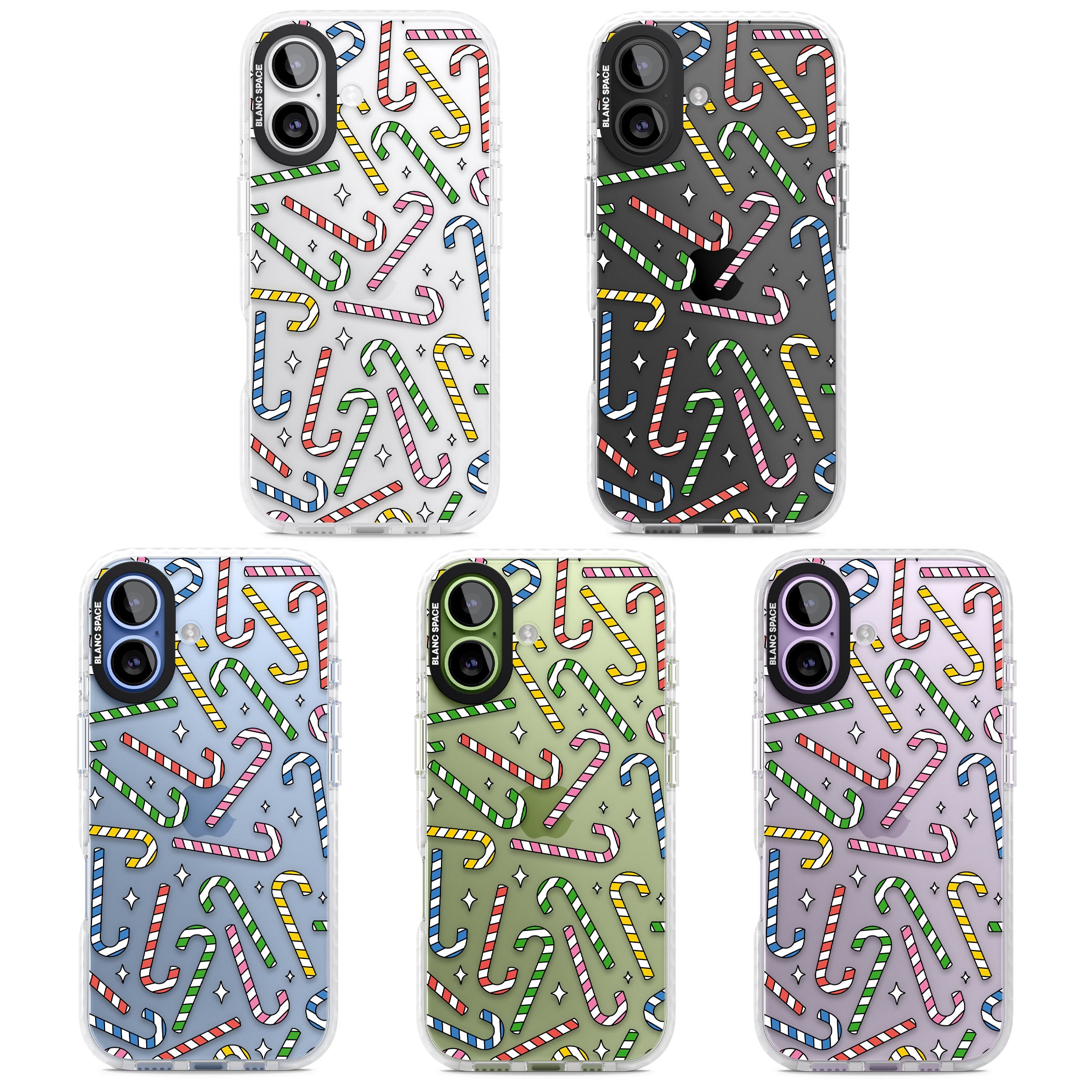 Colourful Stars & Candy Canes iPhone 17 Impact Clear Phone Case APT Impact Protection