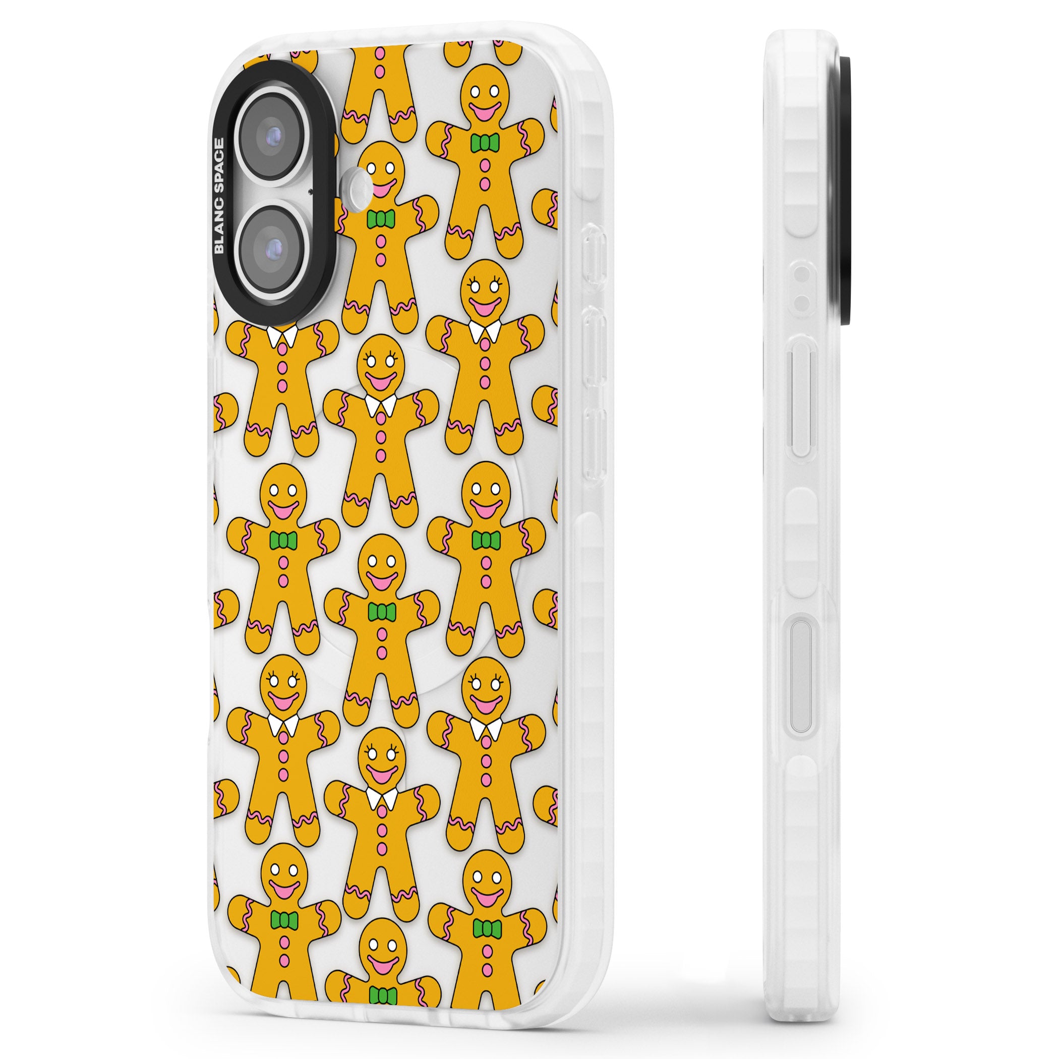 Gingerbread Cookie Pattern iPhone 17 Impact Clear Phone Case Side Profile