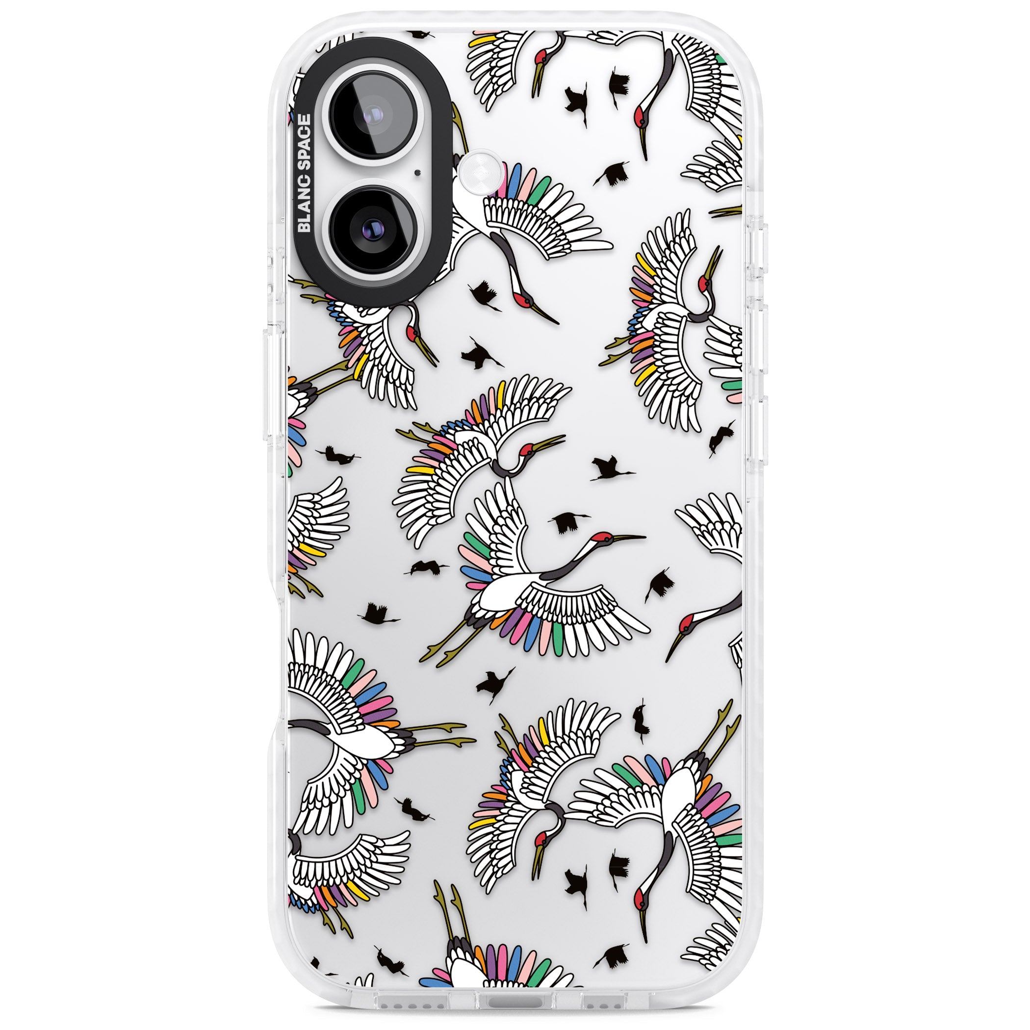 Colourful Crane Pattern iPhone 17 Impact Clear Phone Case