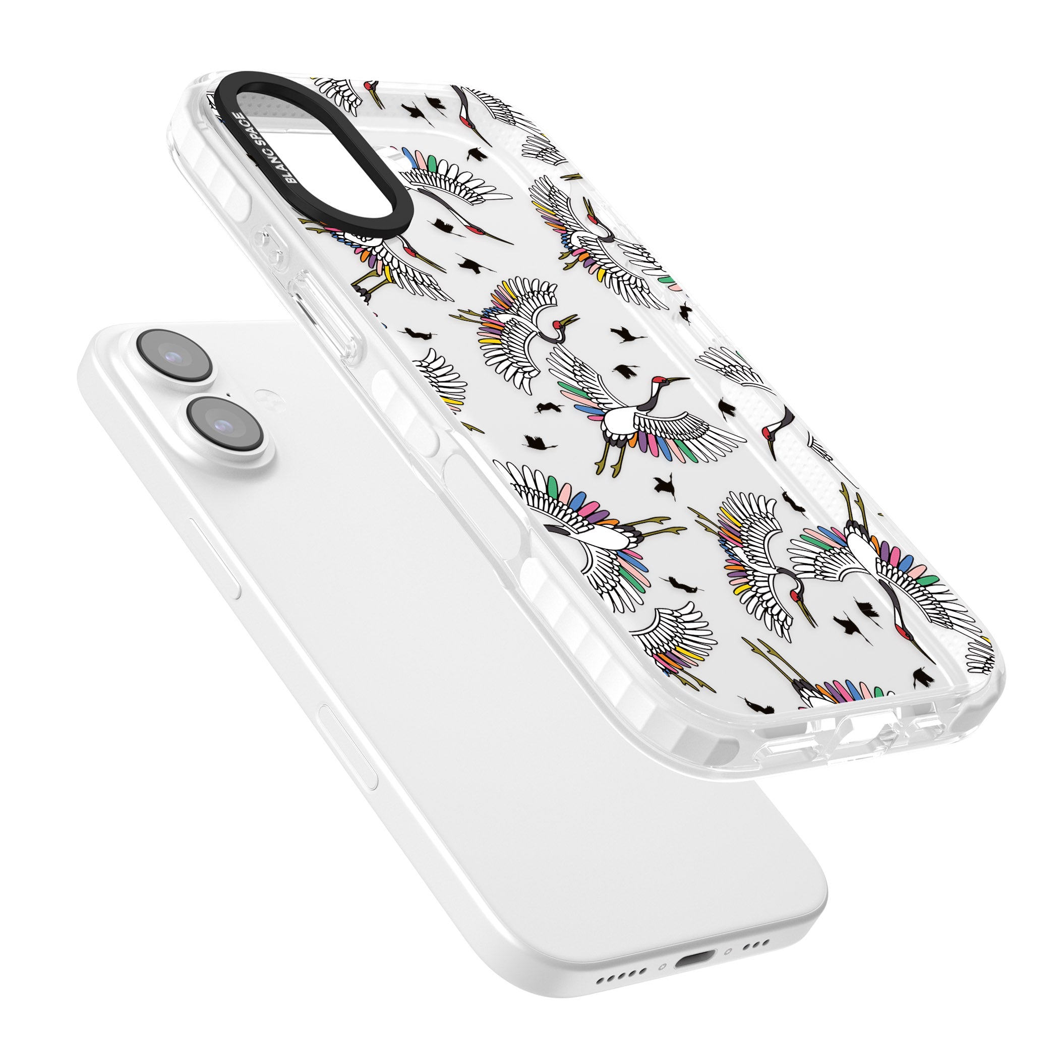 Colourful Crane Pattern iPhone 17 Impact Clear Phone Case Colours