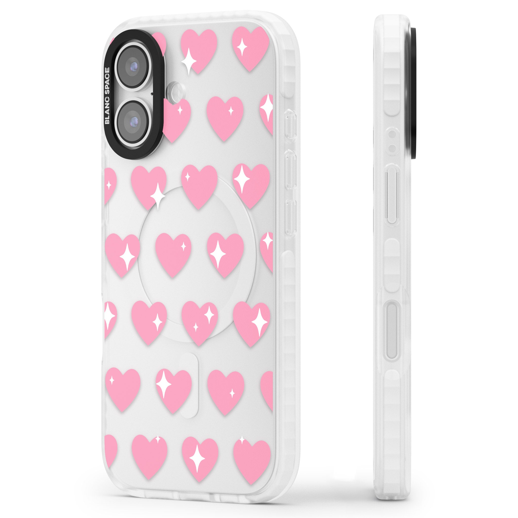 Sweet Hearts iPhone 17 Impact Clear Phone Case Side Profile