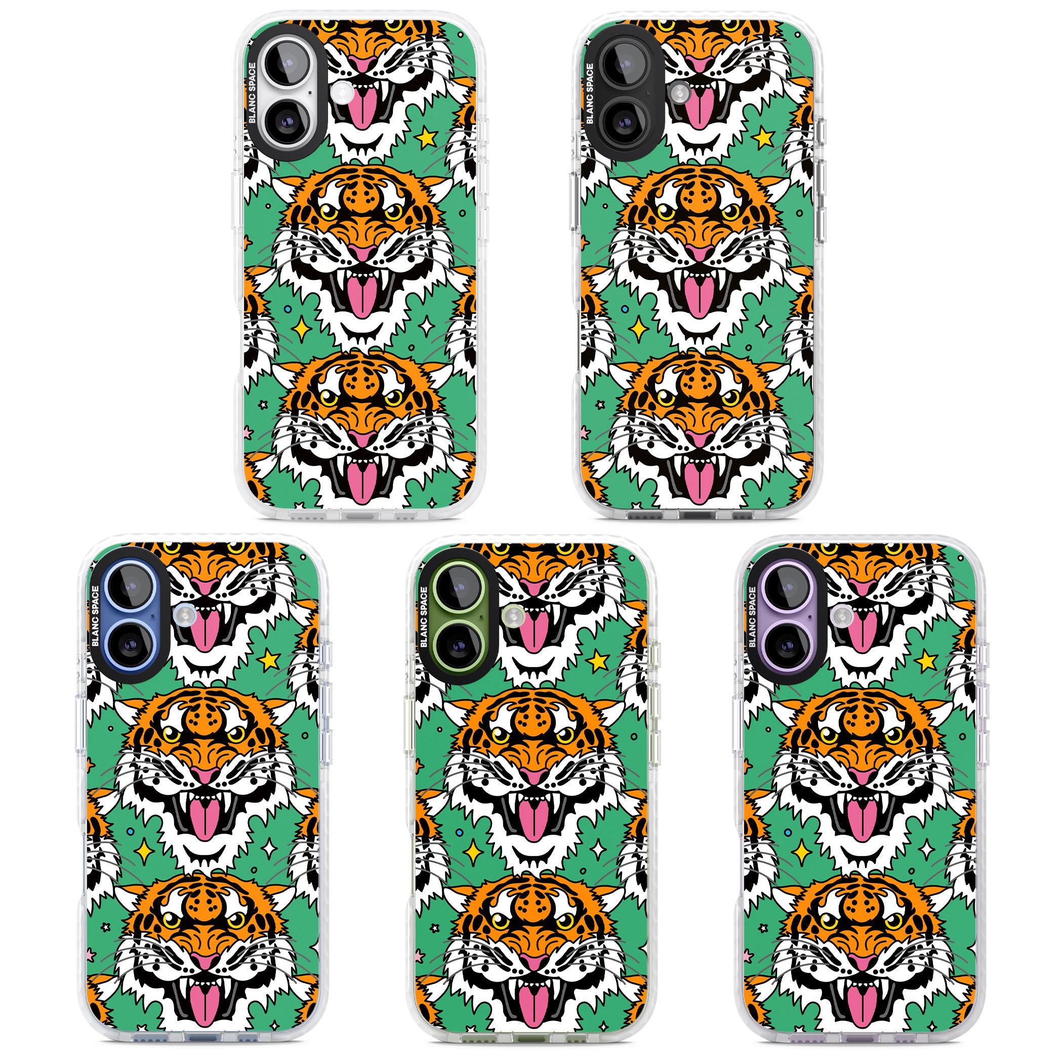 Fierce Jungle Tigers (Green) iPhone 17 Impact Clear Phone Case APT Impact Protection