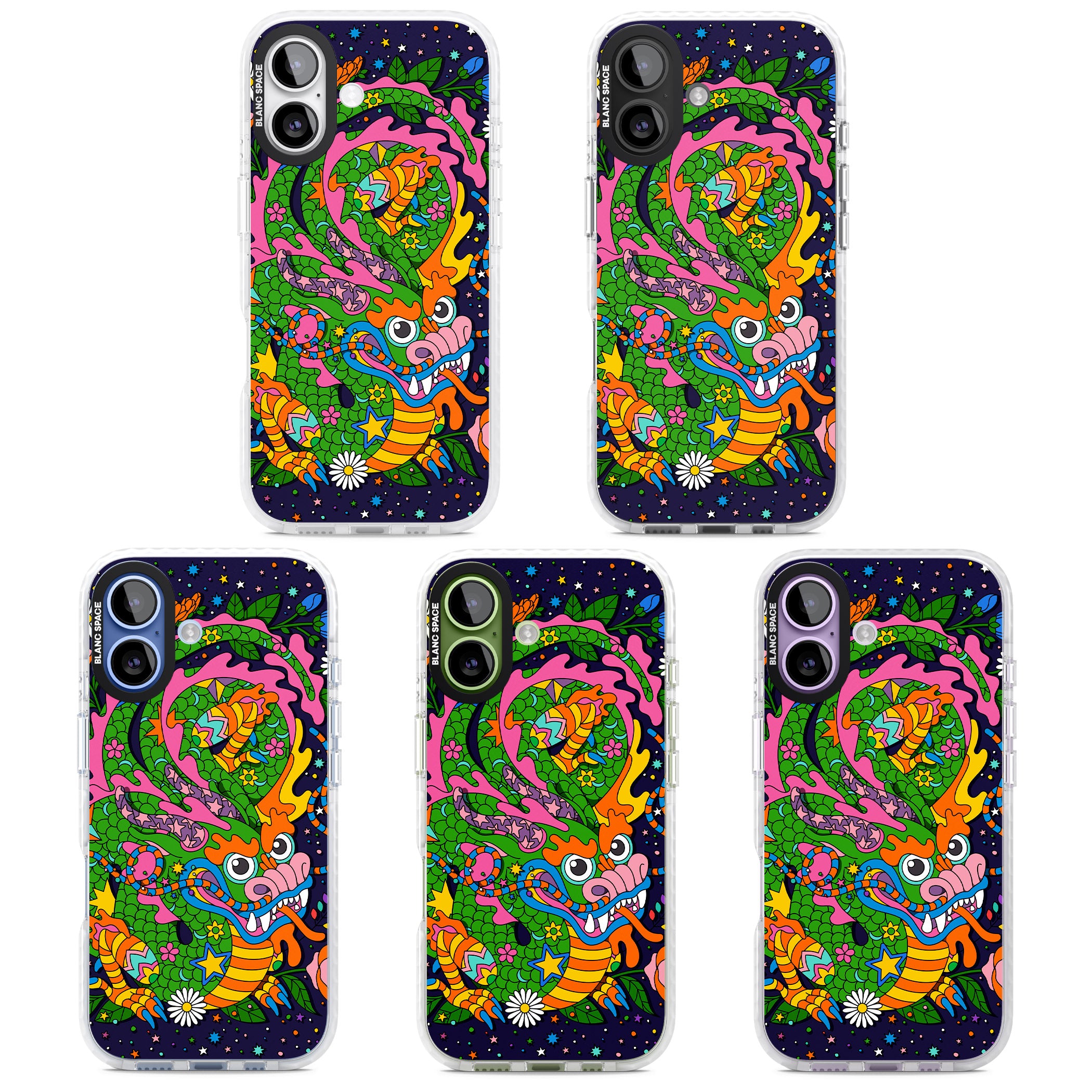 Psychedelic Jungle Dragon (Purple) iPhone 17 Impact Clear Phone Case APT Impact Protection