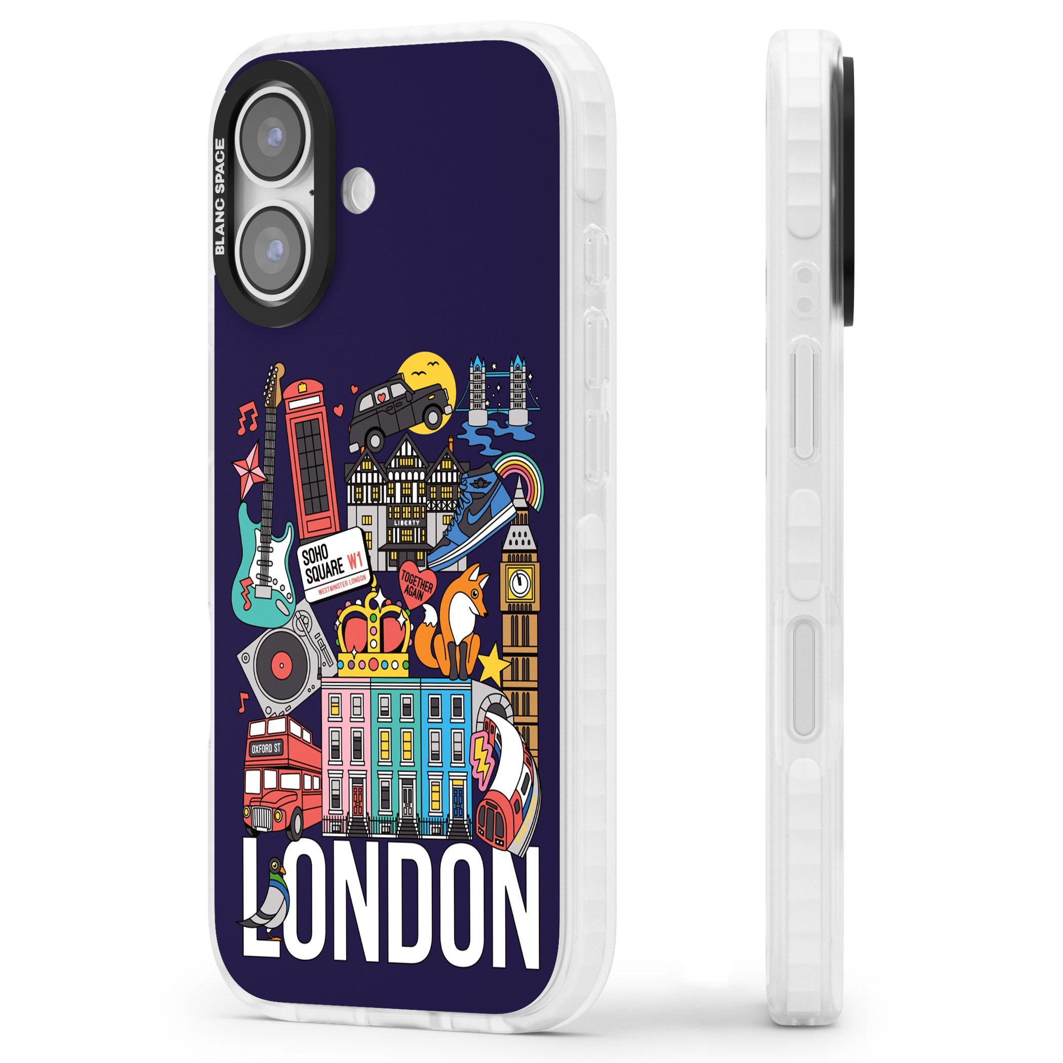 London Calling iPhone 17 Impact Clear Phone Case Side Profile