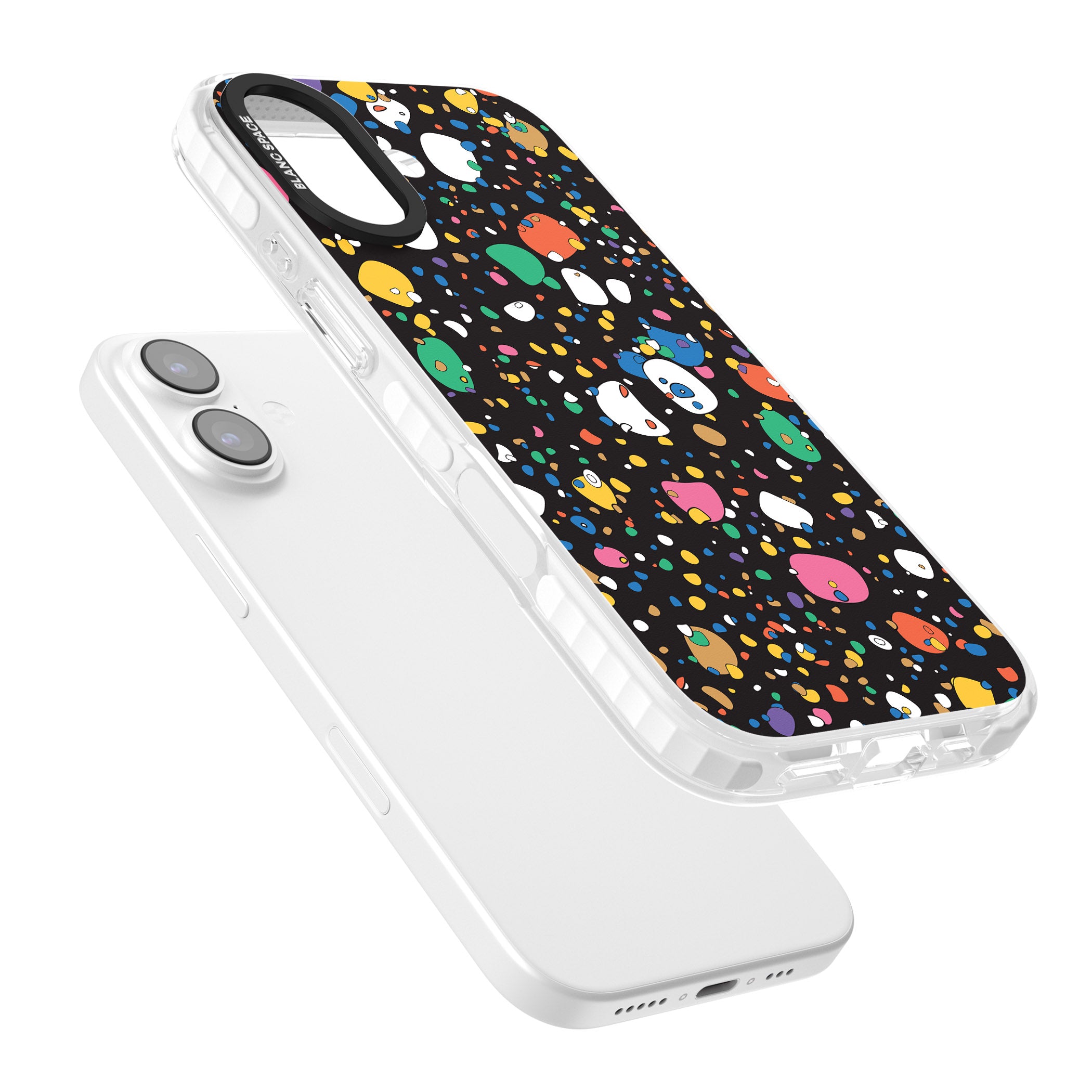 Colourful Confetti Pebbles (Black) iPhone 17 Impact Clear Phone Case Colours