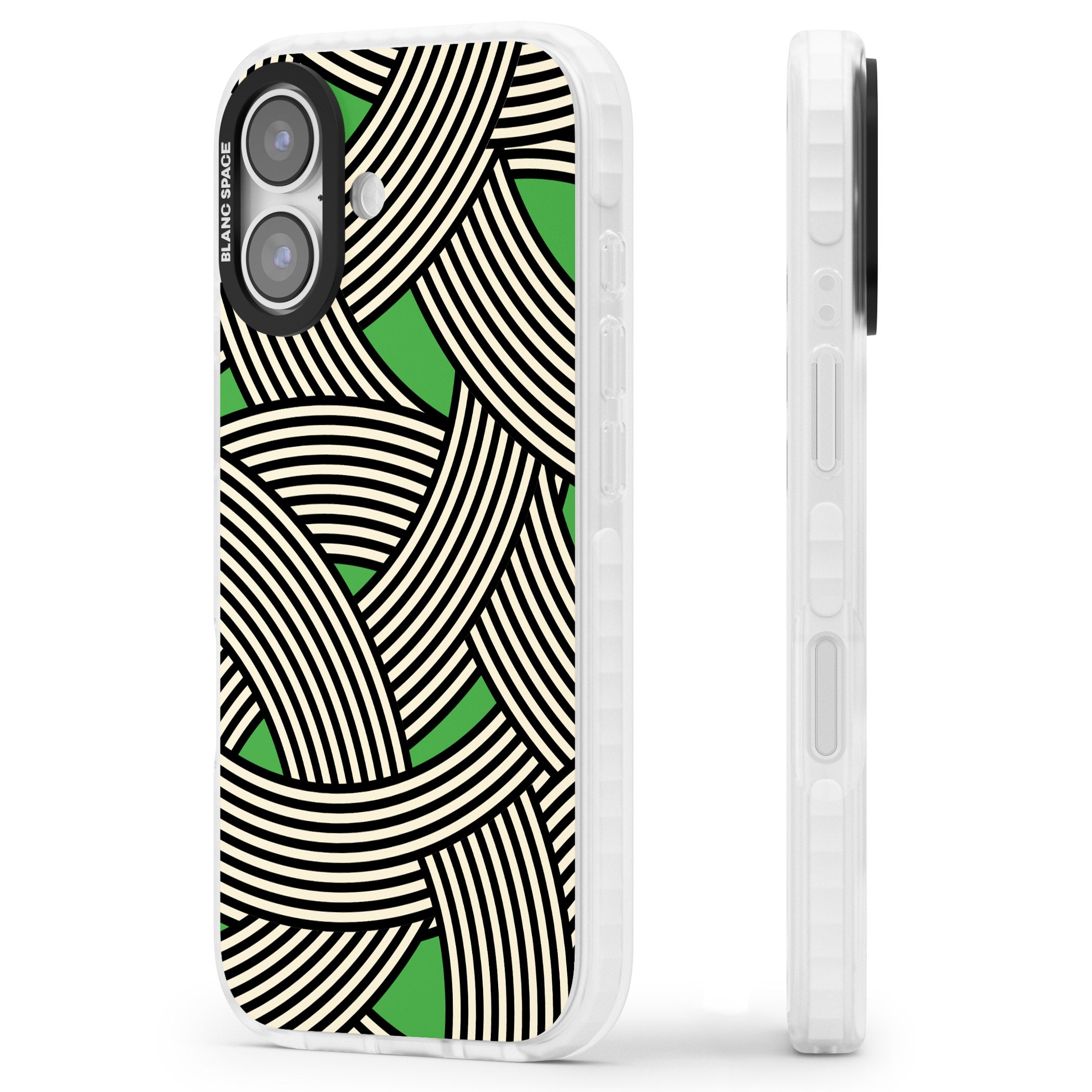 Green Optic Waves iPhone 17 Impact Clear Phone Case Side Profile