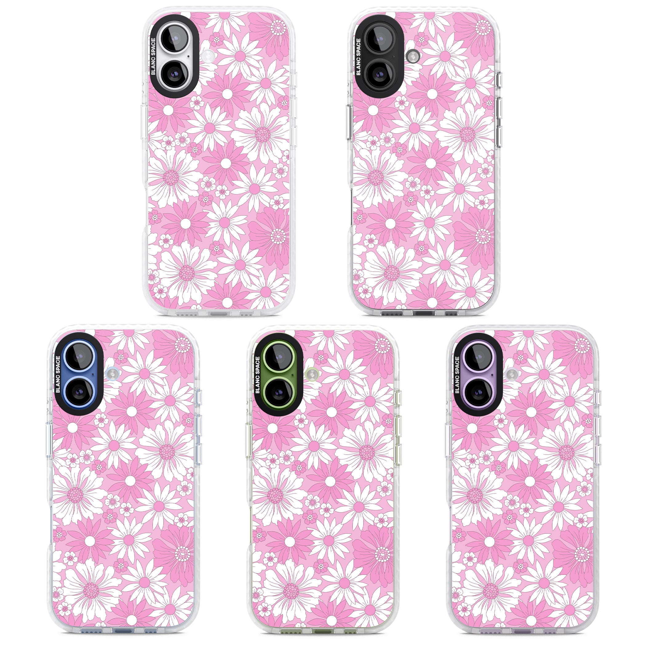 Pink White Flowers iPhone 17 Impact Clear Phone Case APT Impact Protection