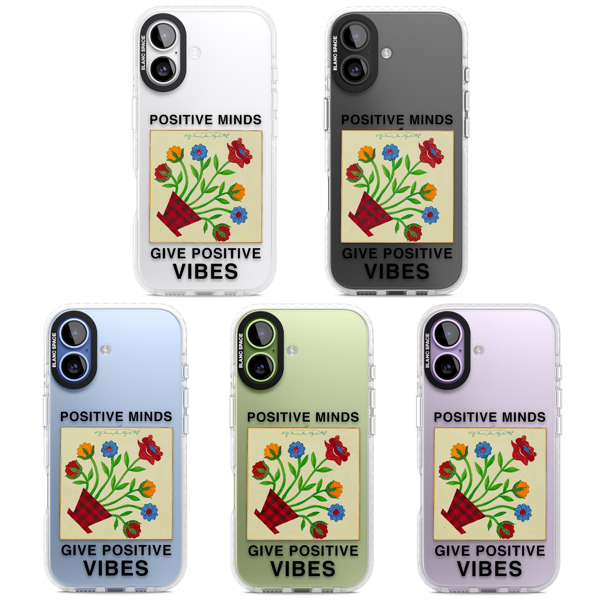 Positive Minds Give Positive Vibes iPhone 17 Impact Clear Phone Case APT Impact Protection