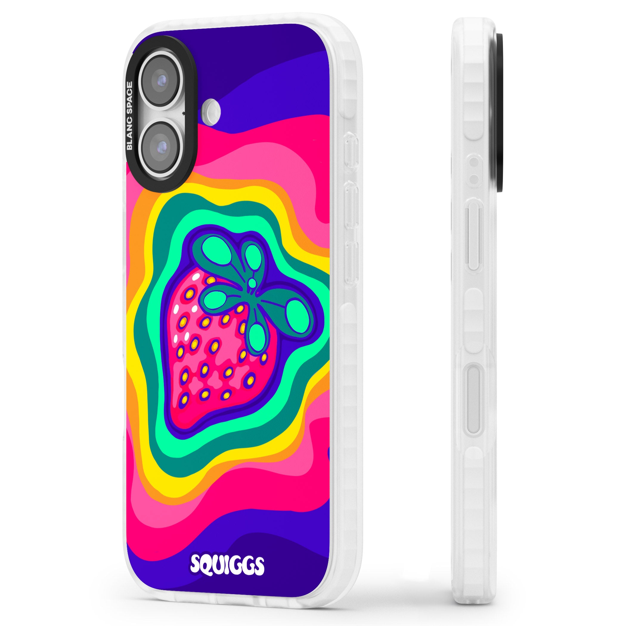 Strawberry Rainbow iPhone 17 Impact Clear Phone Case Side Profile