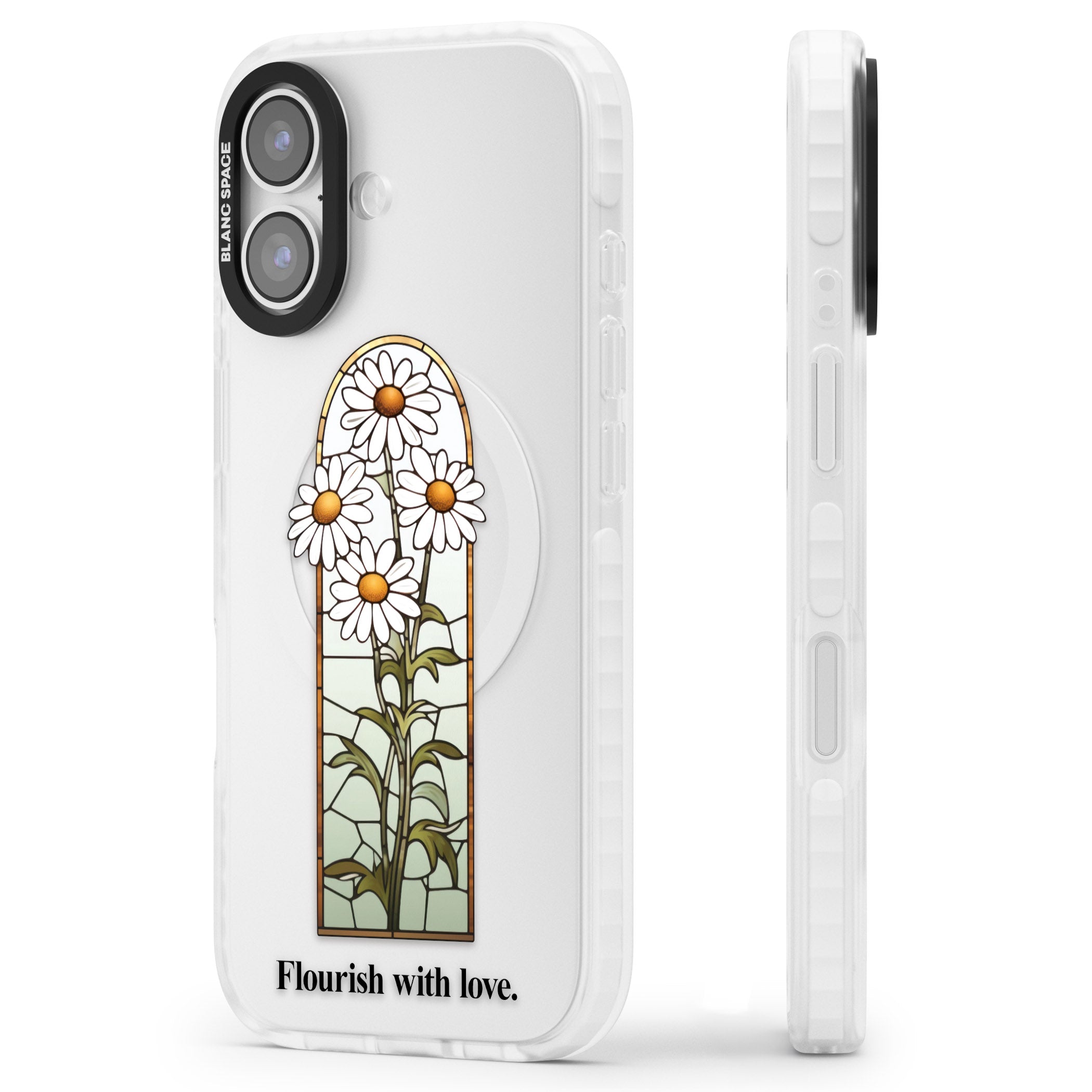 Flourish With Love iPhone 17 Impact Clear Phone Case Side Profile