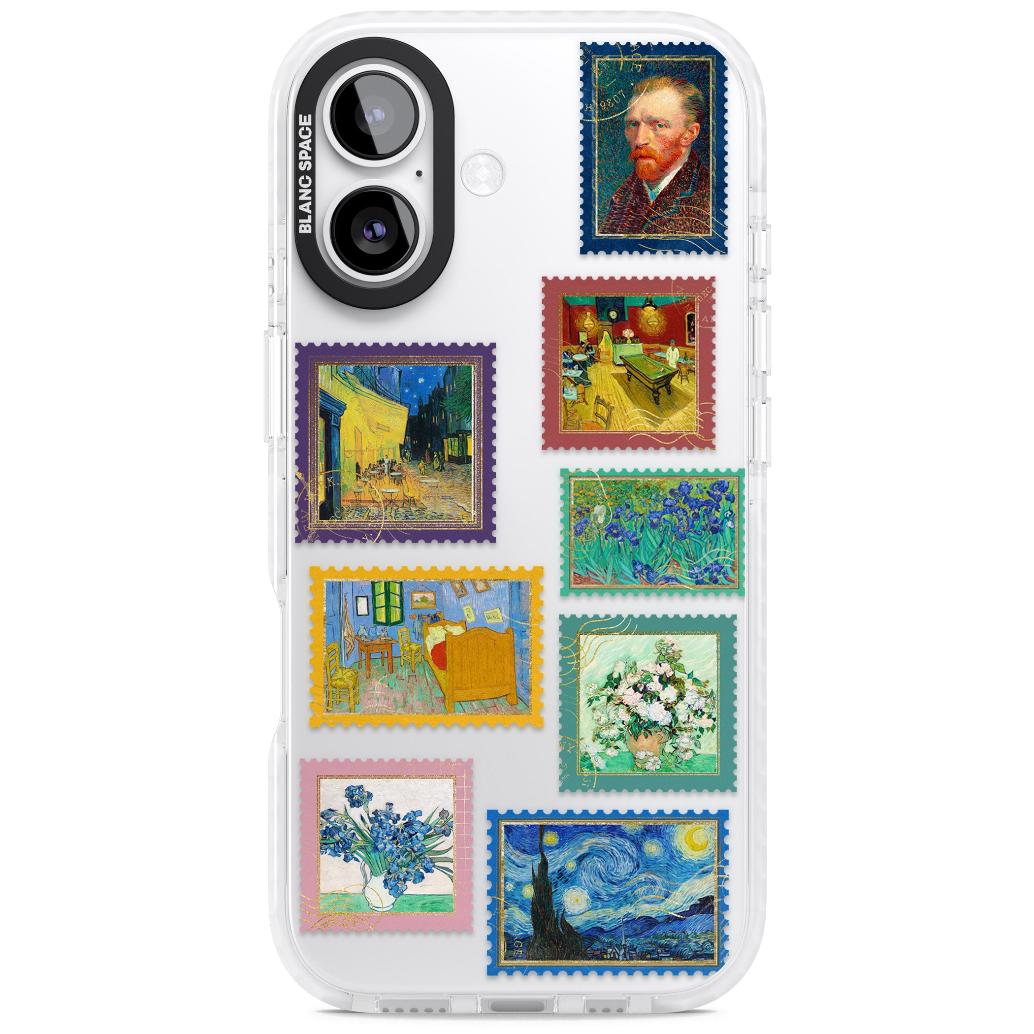 Colourful Vintage Art Stamps iPhone 17 Impact Clear Phone Case