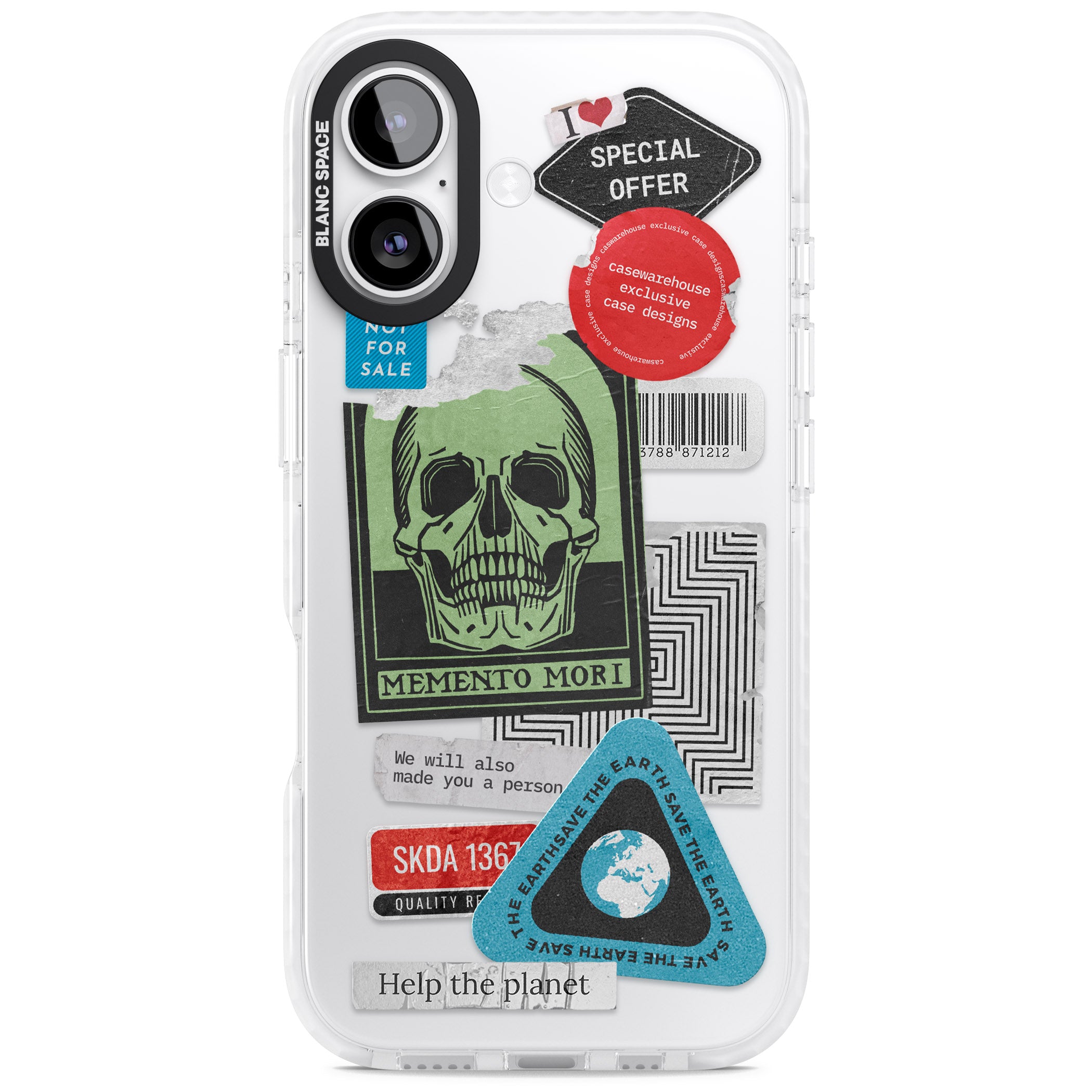 Skull Sticker Mix iPhone 17 Impact Clear Phone Case