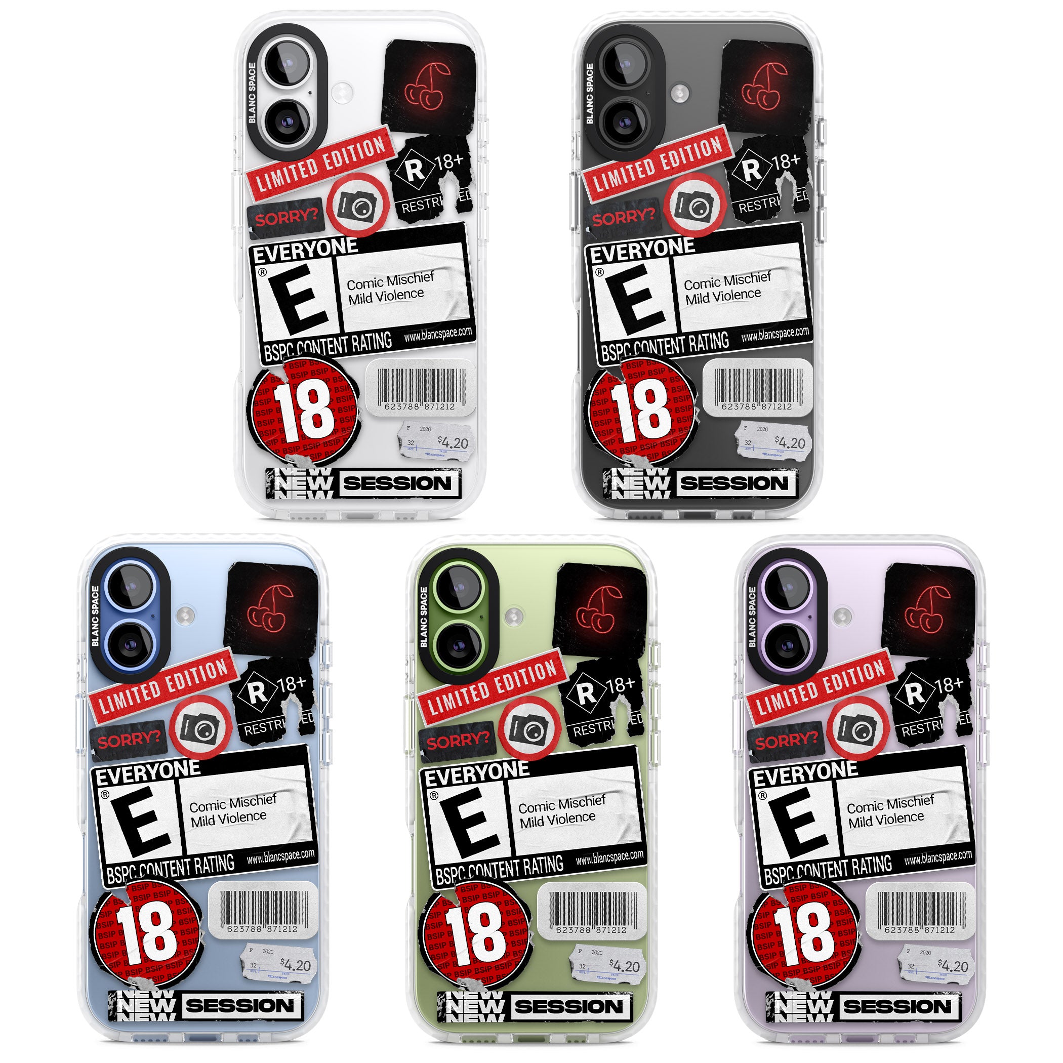 Rated 18+ Sticker Mix iPhone 17 Impact Clear Phone Case APT Impact Protection