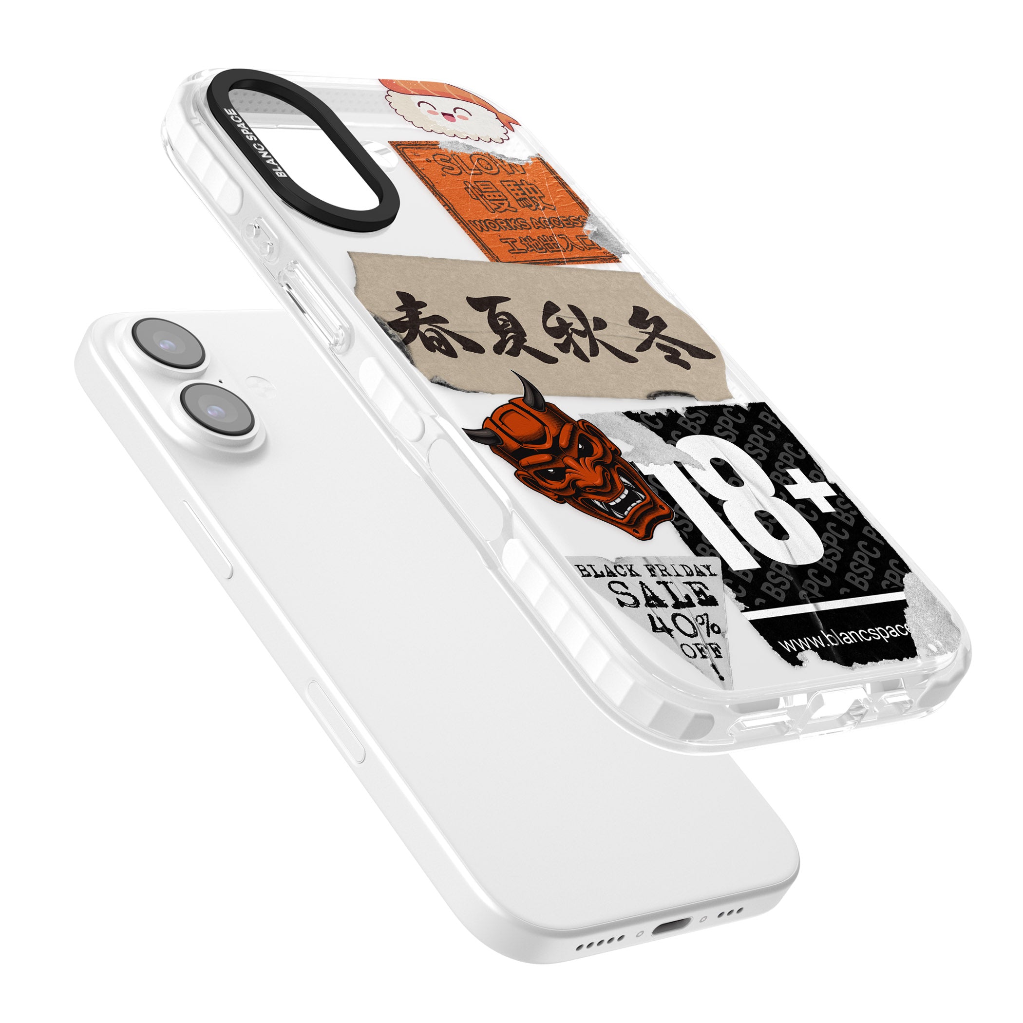 Asian Sticker Mix iPhone 17 Impact Clear Phone Case Colours